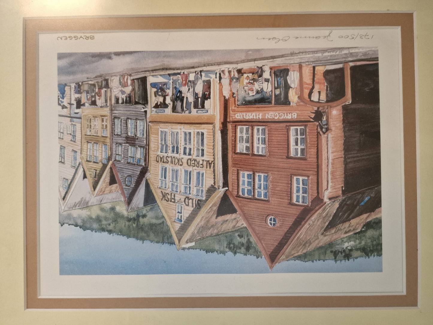 Bryggen Norway Print, Jeanne Olsen Silkscreen, Scandinavian Home Decor