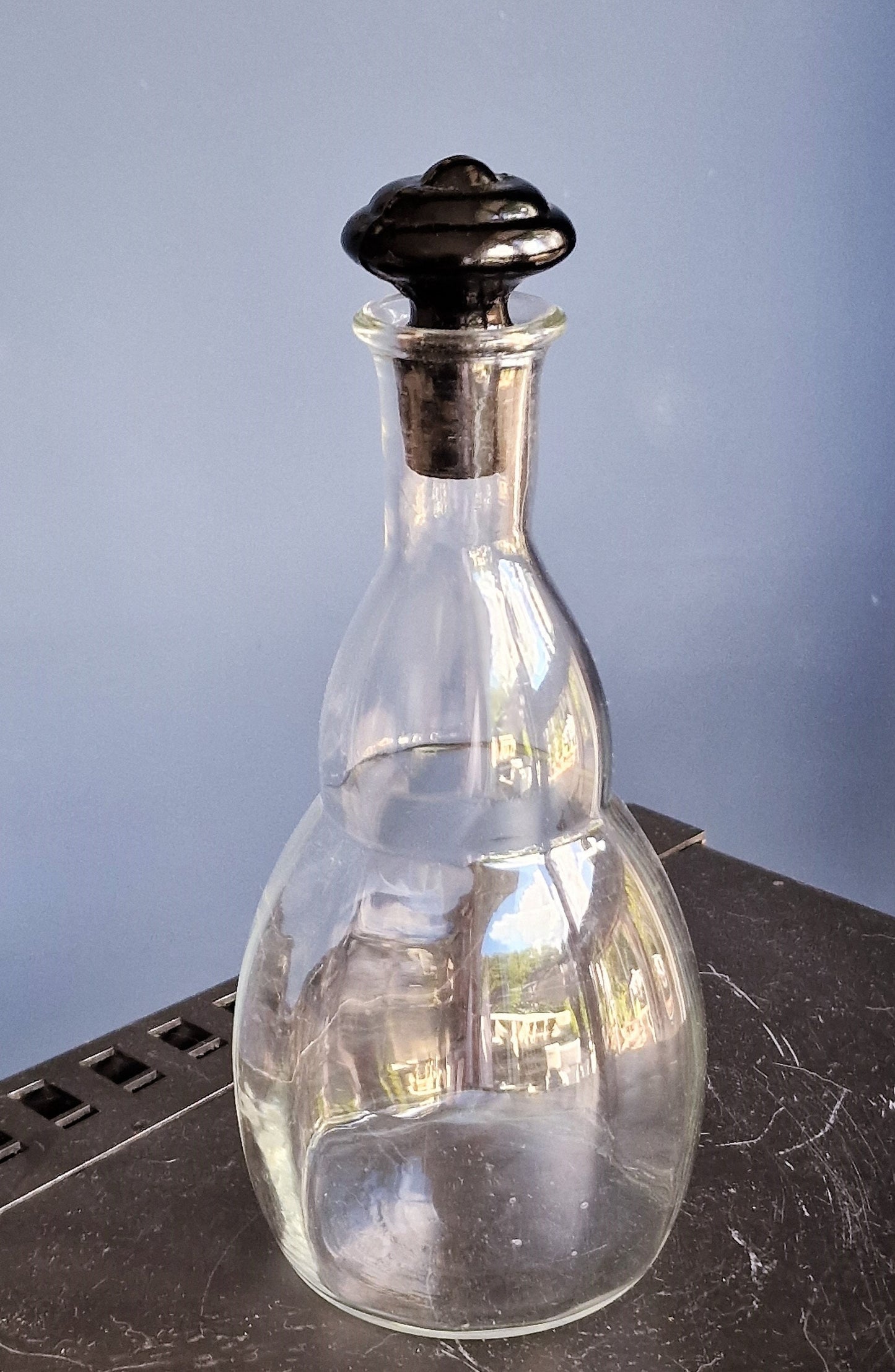Andries Copier Leerdam Carafe, Black Stopper, Art Deco 1930s