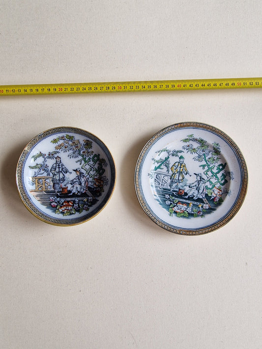 Antique Tunstall Peking Plates, H.K. Bord Plate, 1880-1900