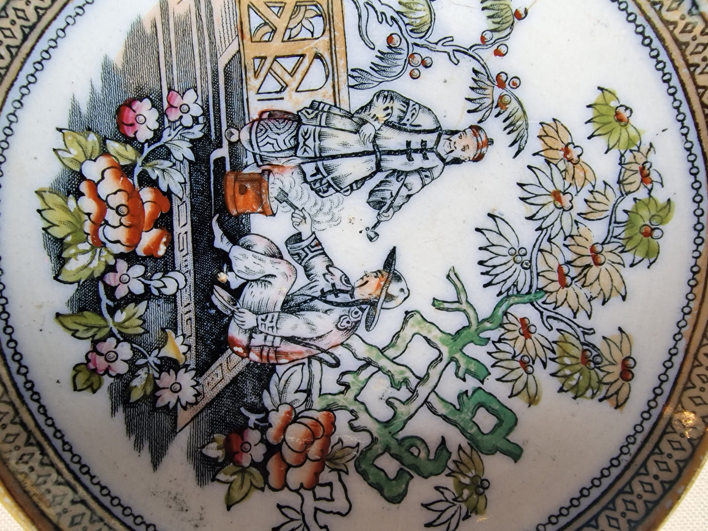 Antique Tunstall Peking Plates, H.K. Bord Plate, 1880-1900