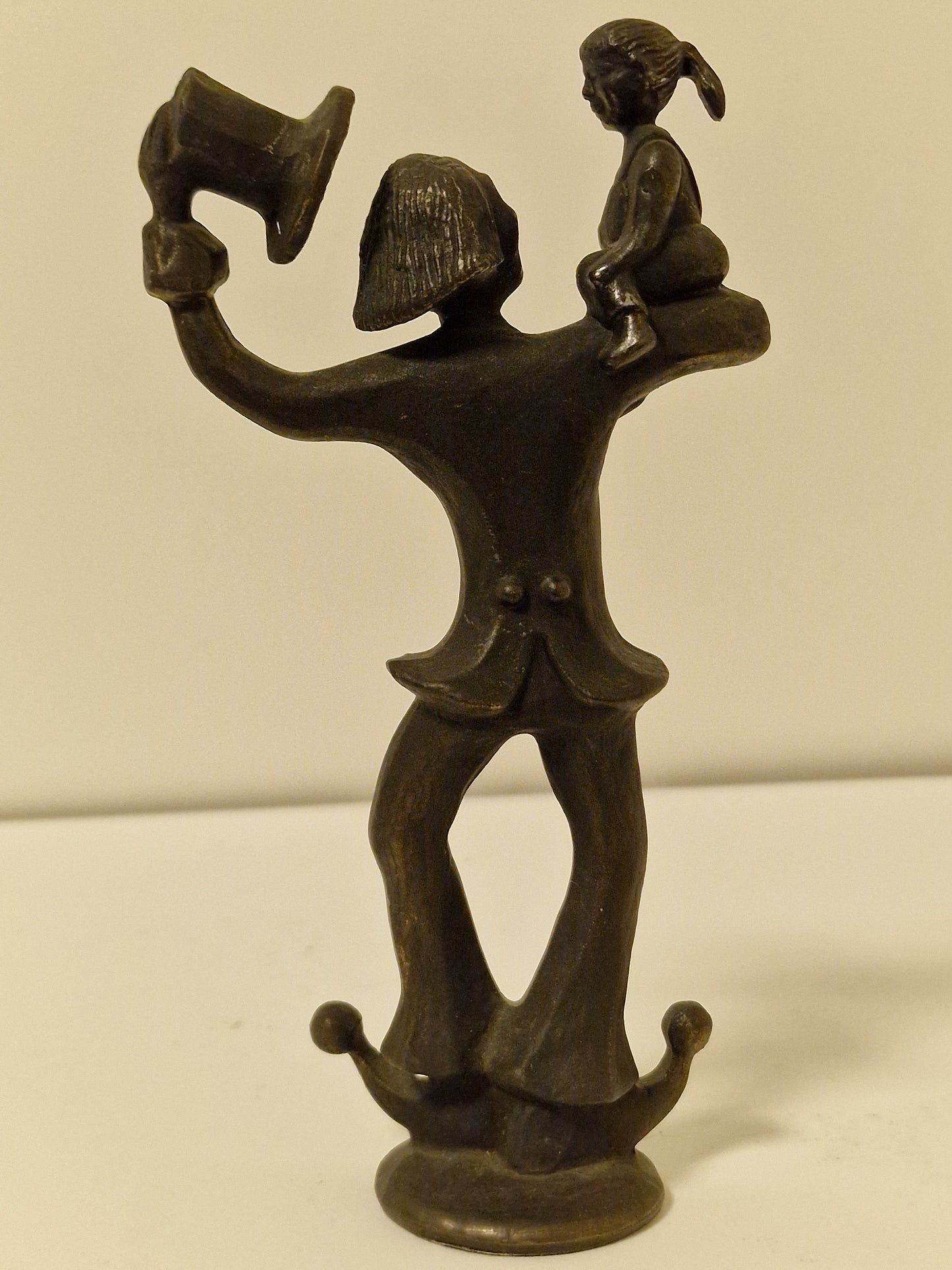 Dutch Design Bronze Clown Figurine with Girl