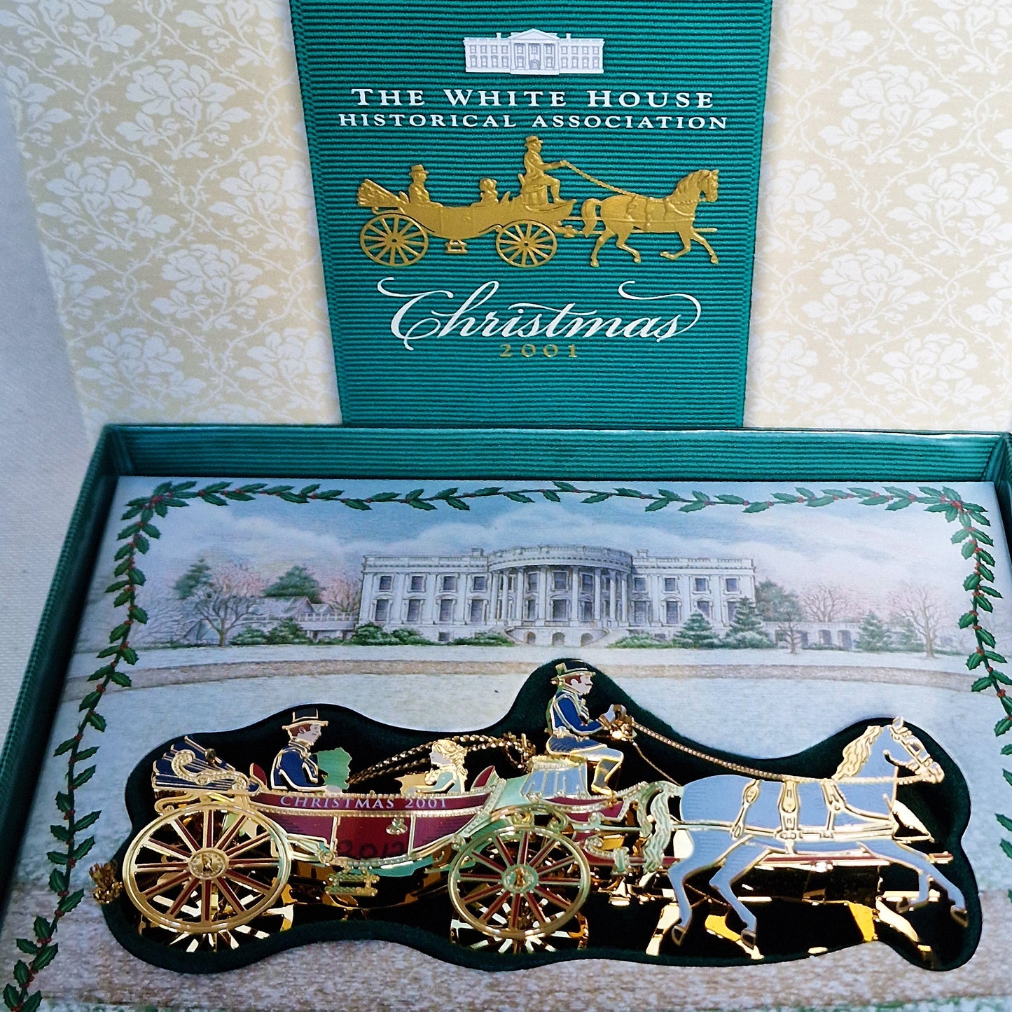White House Christmas Ornament, 2001 Horse-Drawn Carriage, Limited Edition