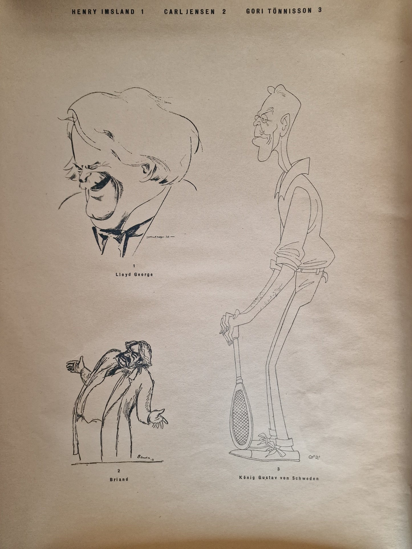 Nordische Gesellschaft karikatuur, 1930, voorgang WO2 , slechts 50 exemplaren