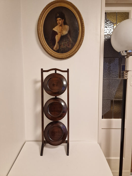 83 cm grote variant charmante 19e eeuwse mahonie cake stand, butlertray, cakeplateau server etagere, engelse hightea taart plateau cakestand