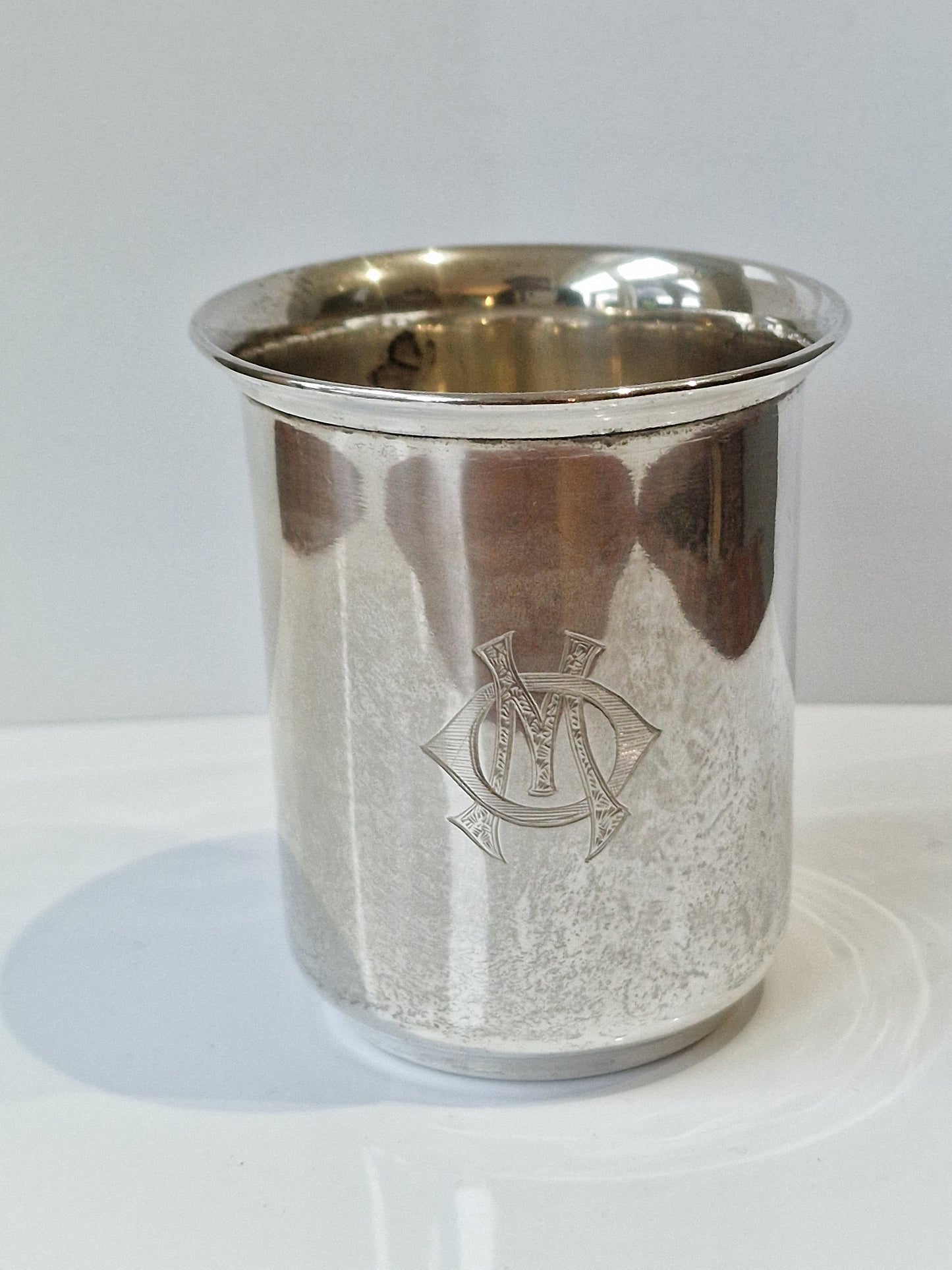 Antique Dutch Silver Masonic Ritual Beaker with Letter M, 1938