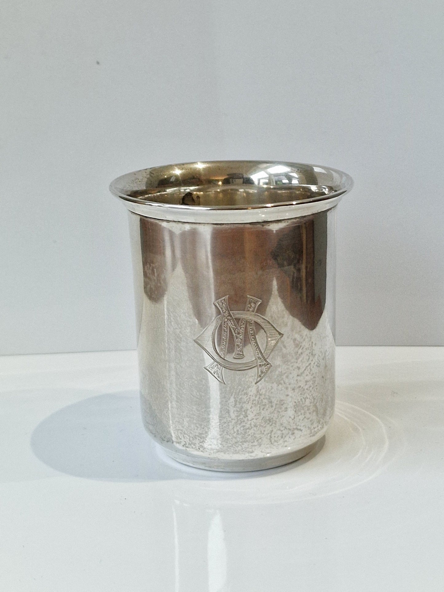 Antique Dutch Silver Masonic Ritual Beaker with Letter M, 1938