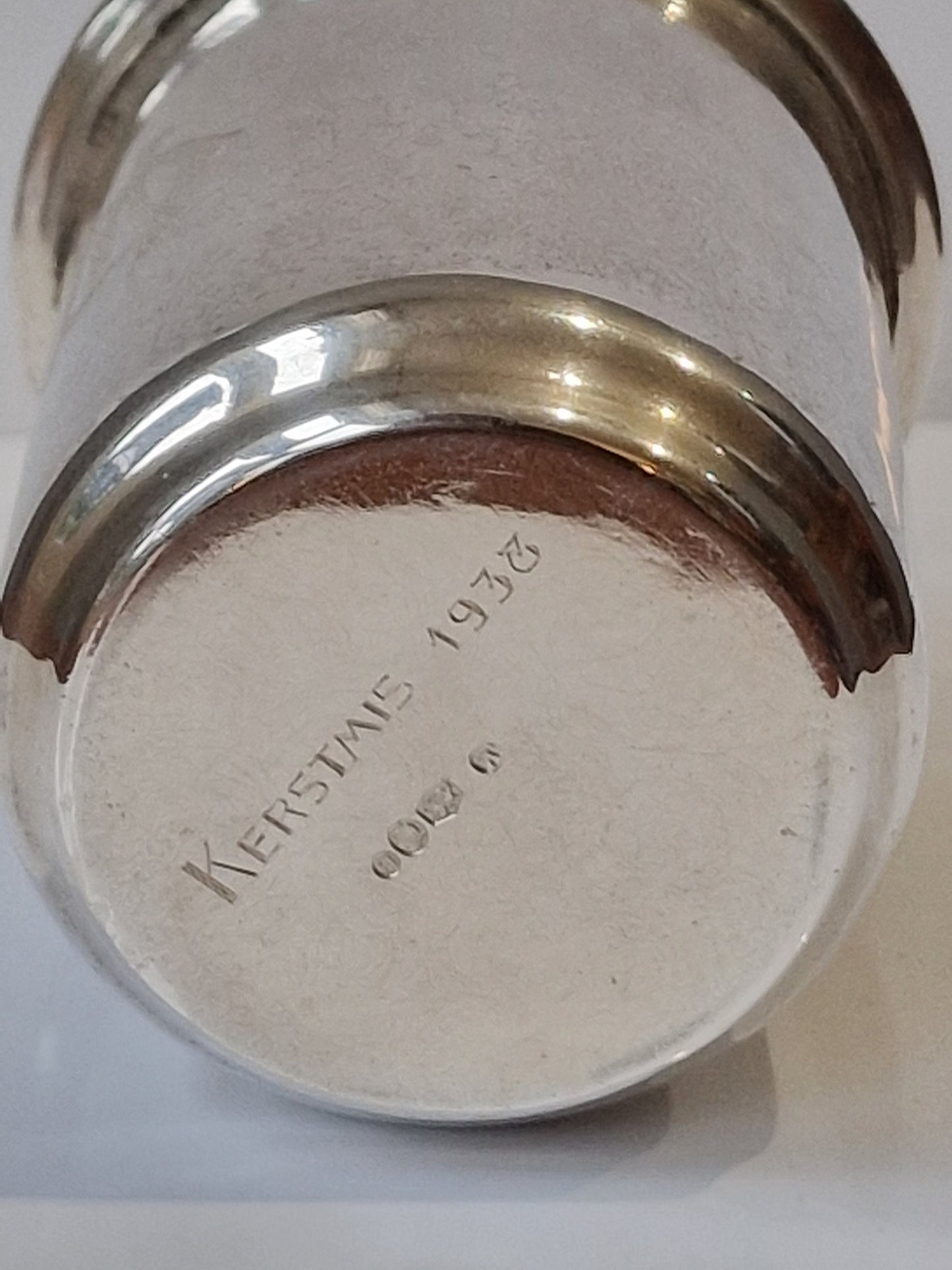 Antique Dutch Silver Masonic Ritual Beaker with Letter M, 1938
