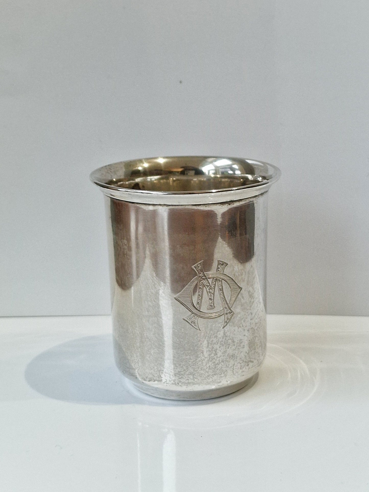 Antique Dutch Silver Masonic Ritual Beaker with Letter M, 1938