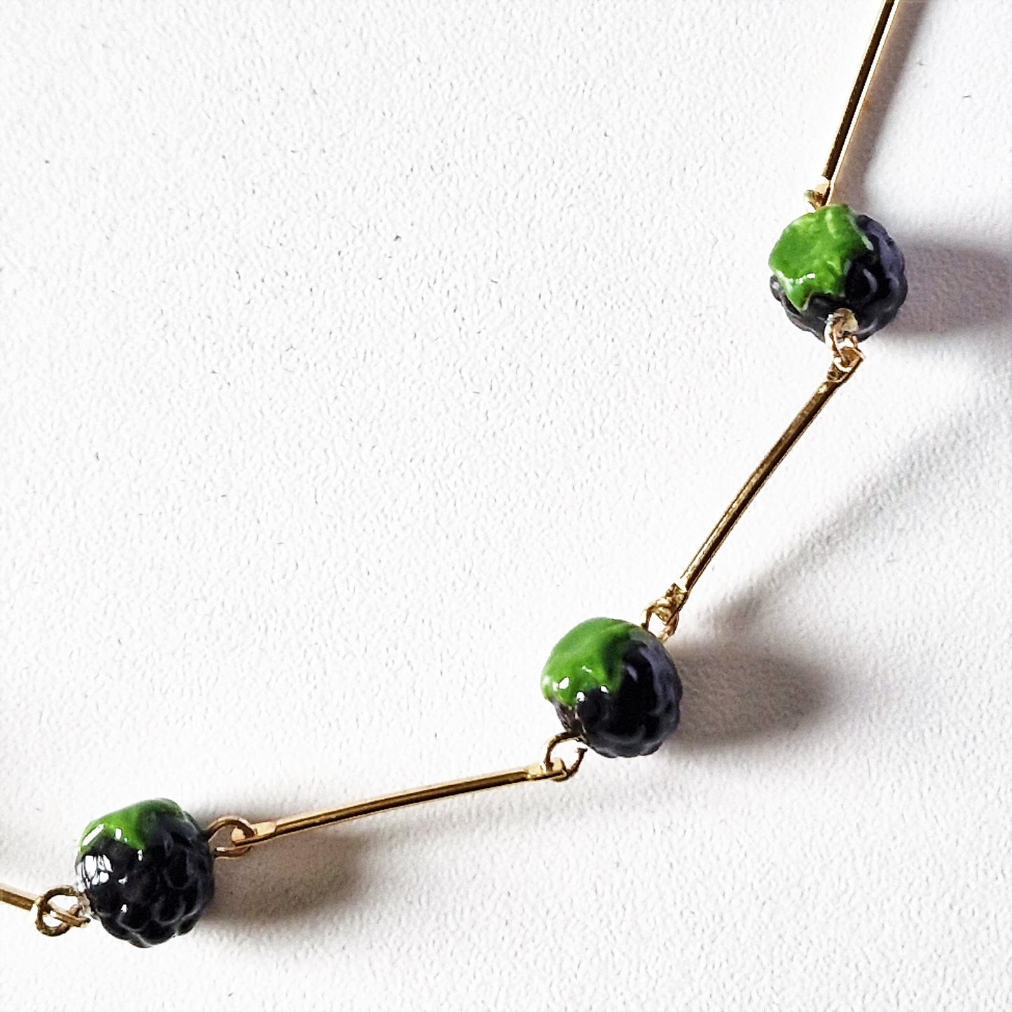 Nach Designer Blackberries Porcelain Choker, 24K Gold Gilt