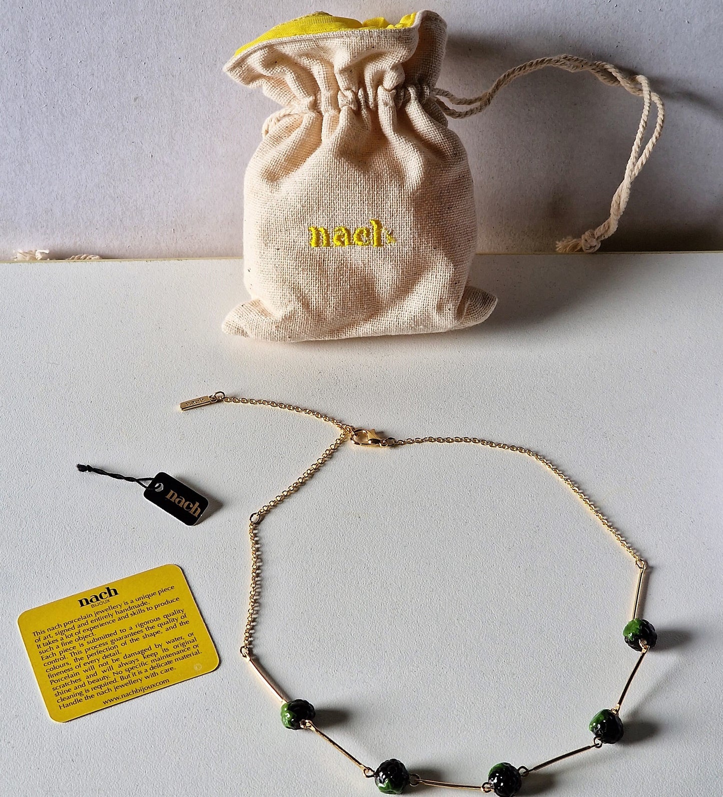 Nach Designer Blackberries Porcelain Choker, 24K Gold Gilt