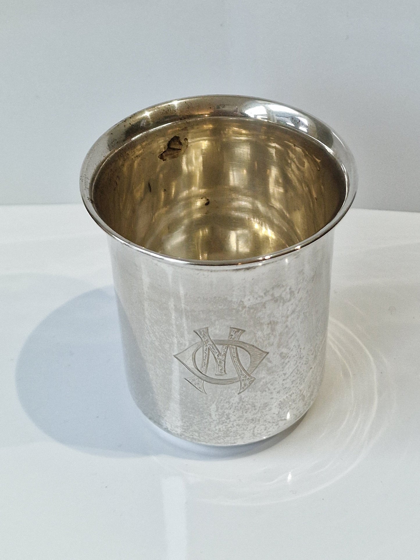 Antique Dutch Silver Masonic Ritual Beaker with Letter M, 1938