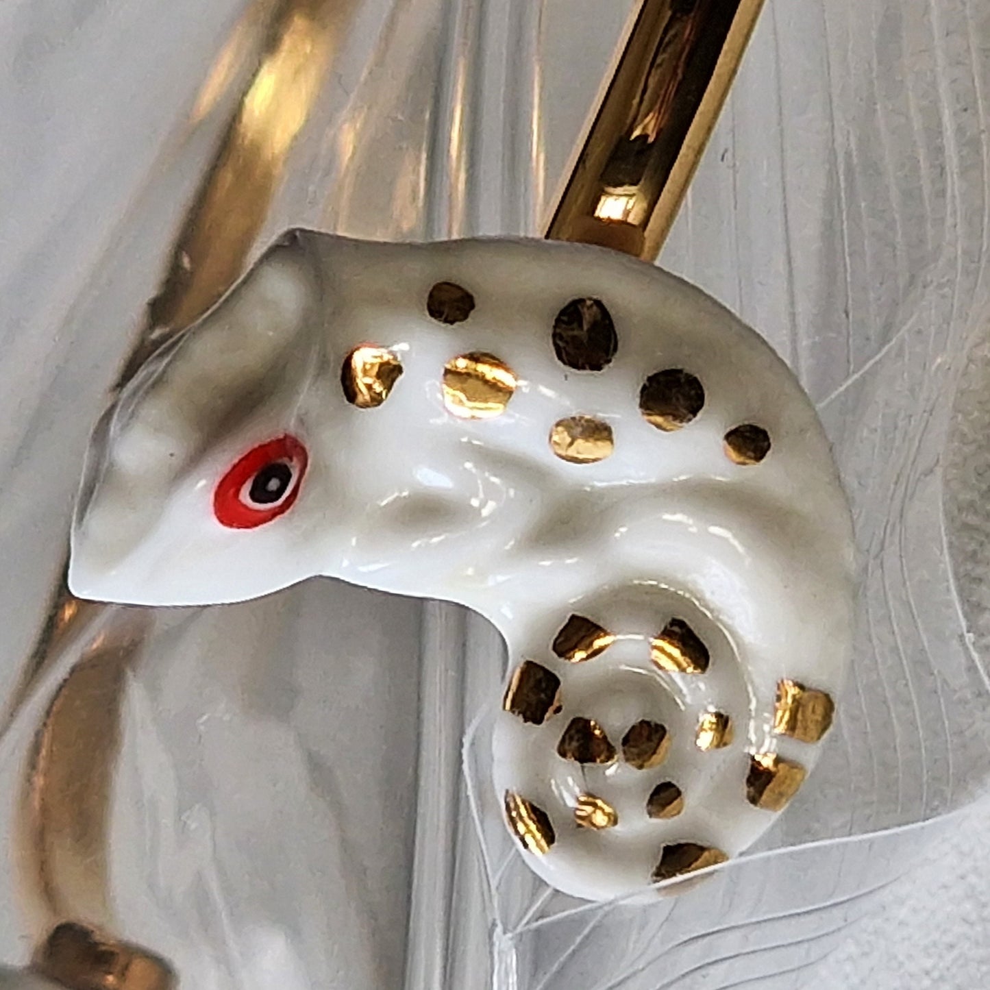 Designer Chameleon Bracelet, 24K Gold-Gilt Porcelain, Adjustable