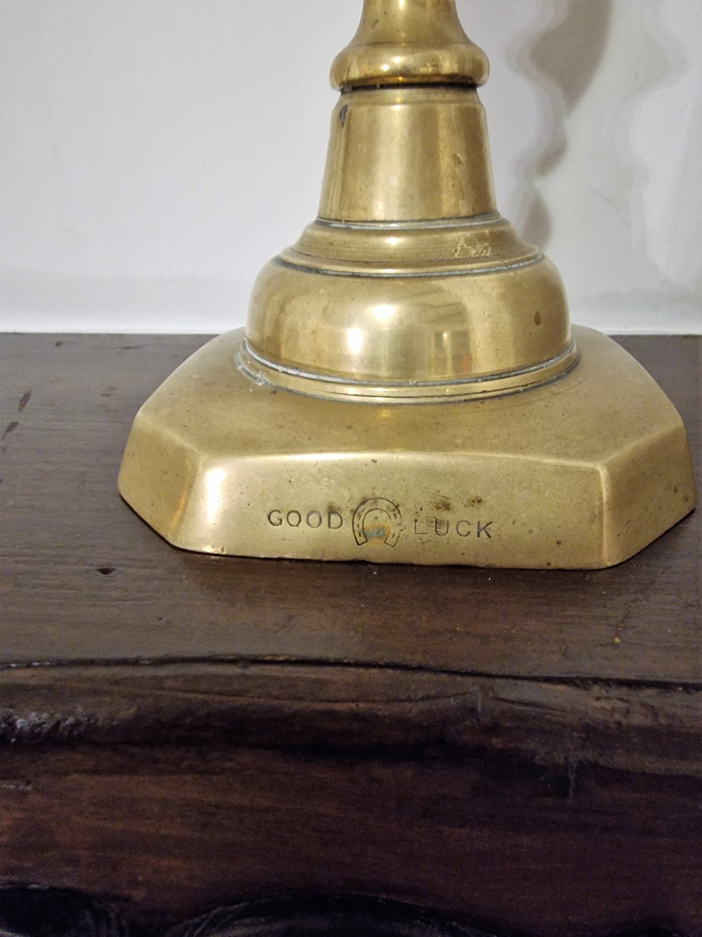 Antique Brass Candlestick Pair, Arts & Crafts, Queen Victoria Jubilee