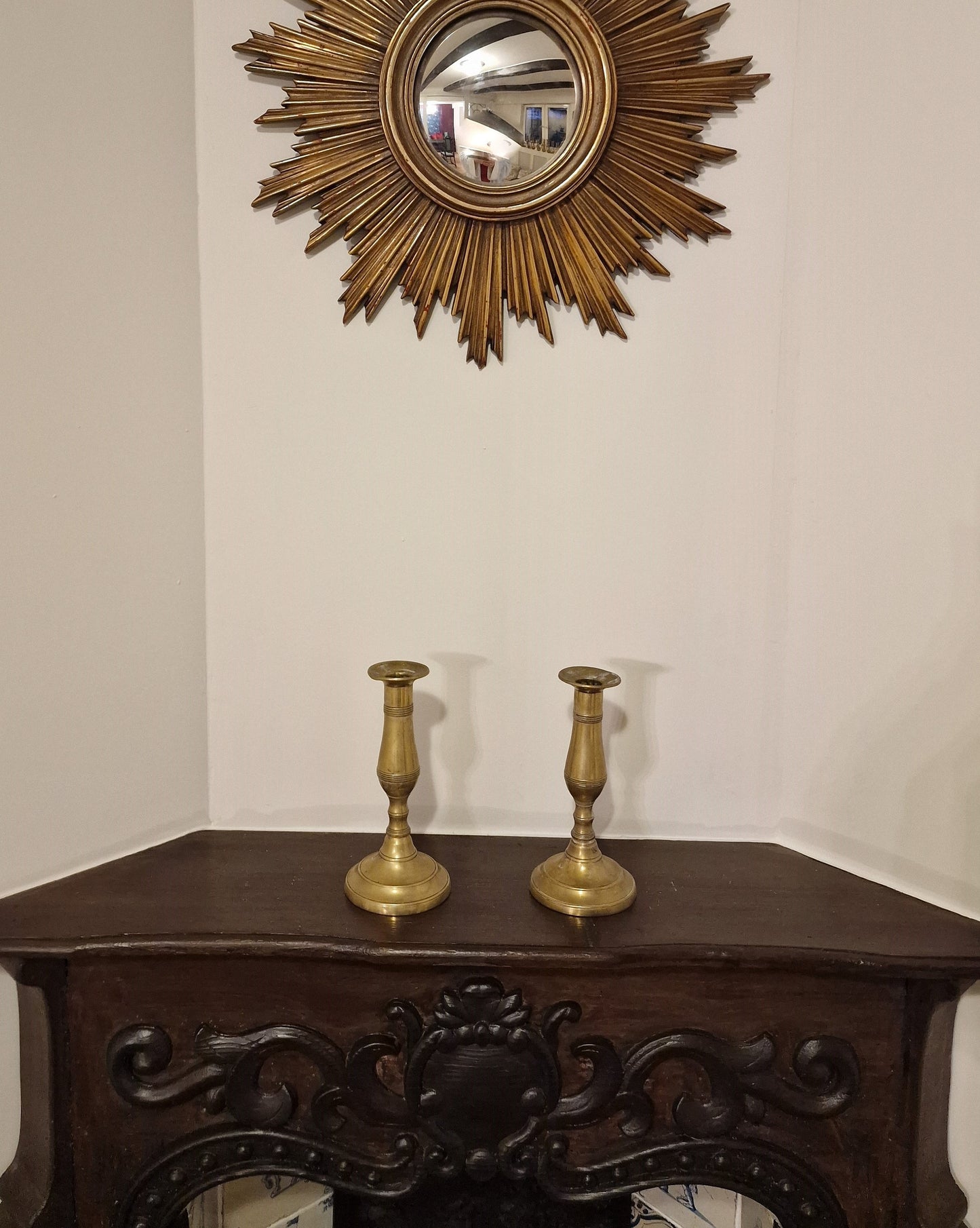 stel antieke kandelaars. Victorian, ca 1910, authentic antique candlesticks