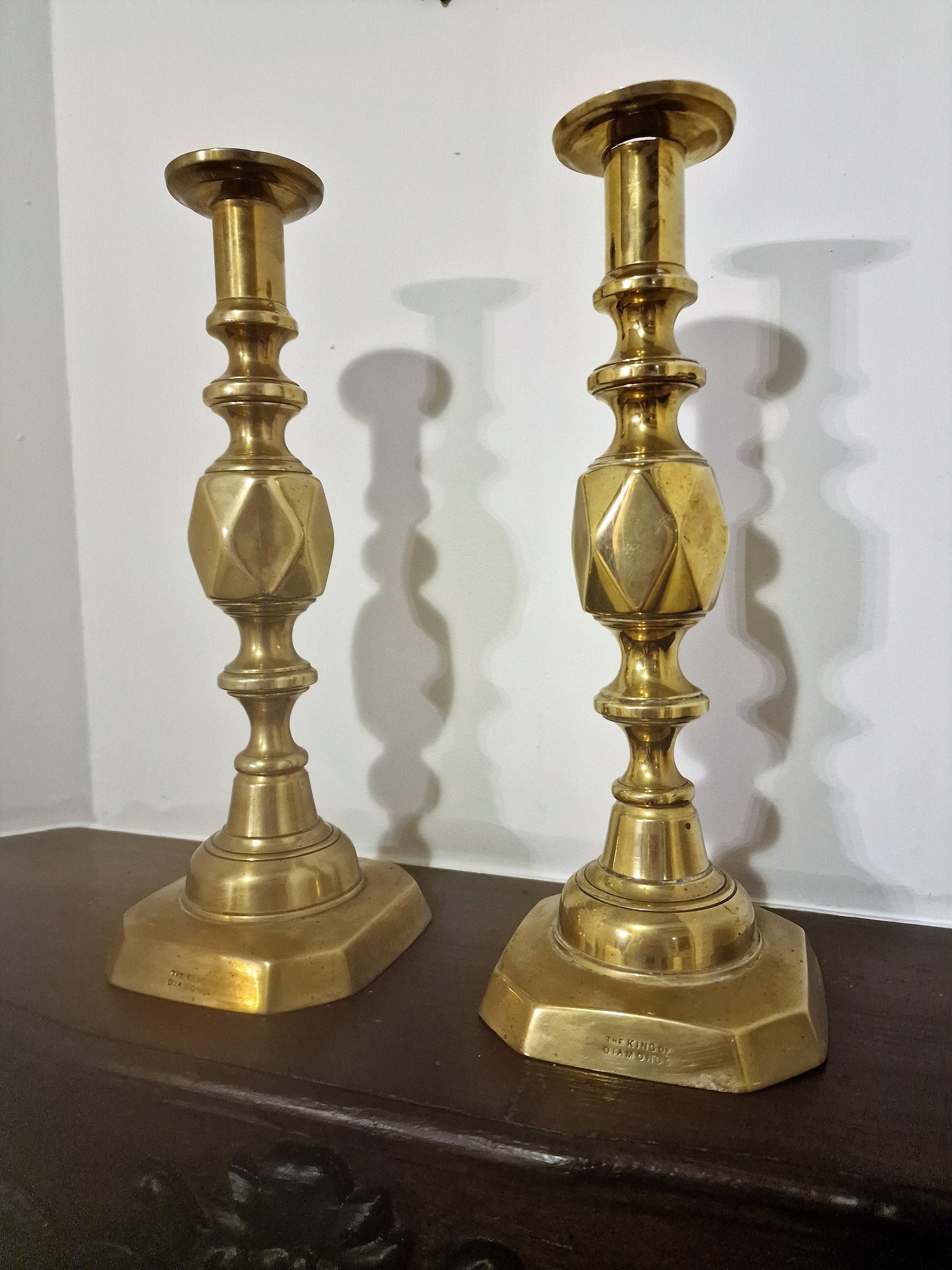 Antique Brass Candlestick Set, Arts and Crafts, Diamond King Marked