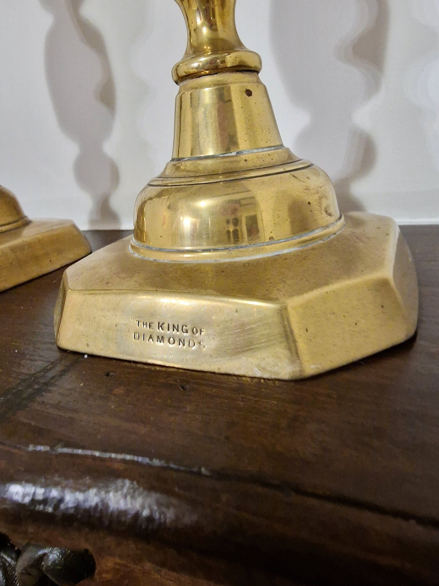 Antique Brass Candlestick Set, Arts and Crafts, Diamond King Marked