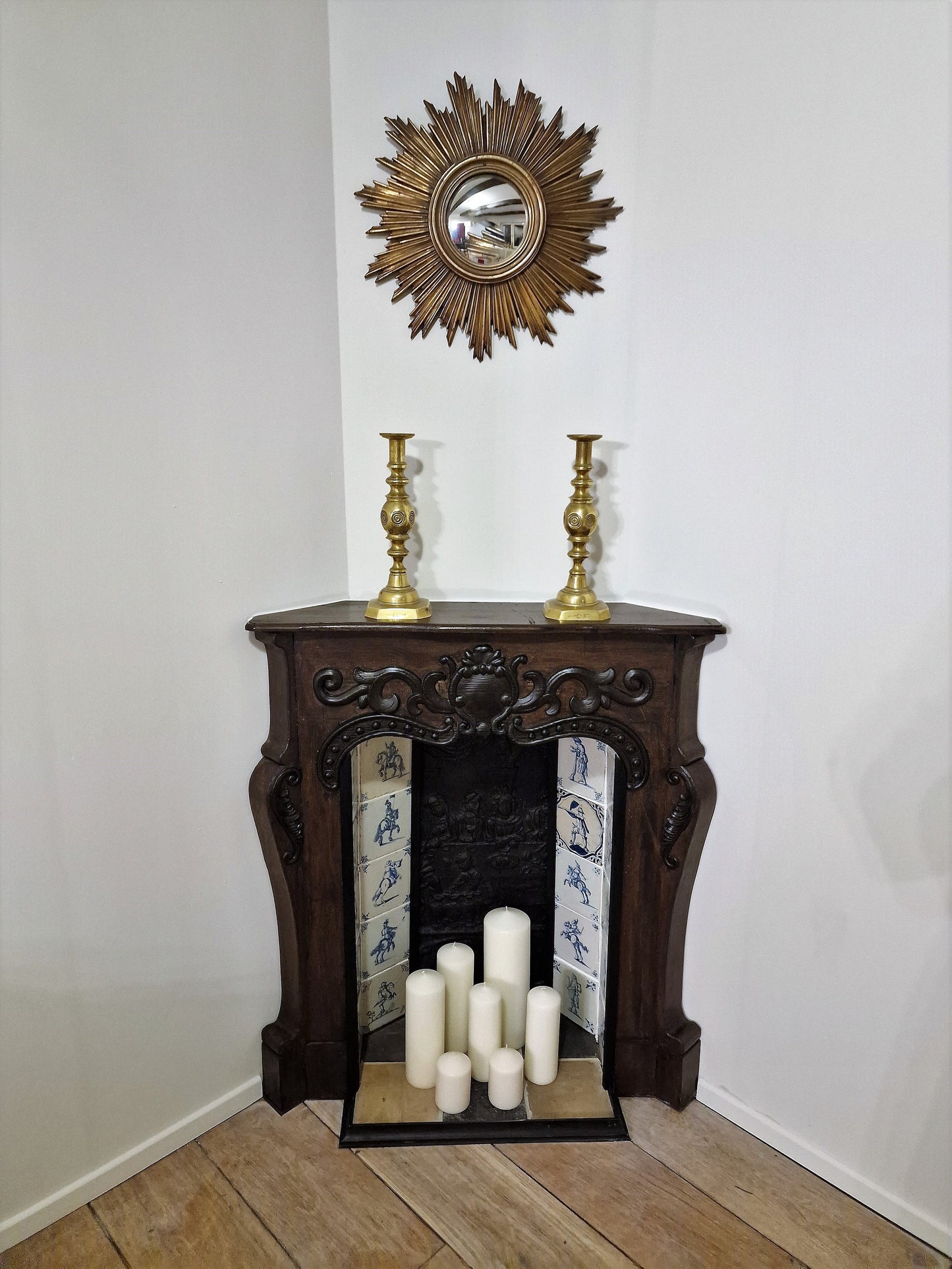 Antique Brass Candlestick Pair, Arts & Crafts, Queen Victoria Jubilee