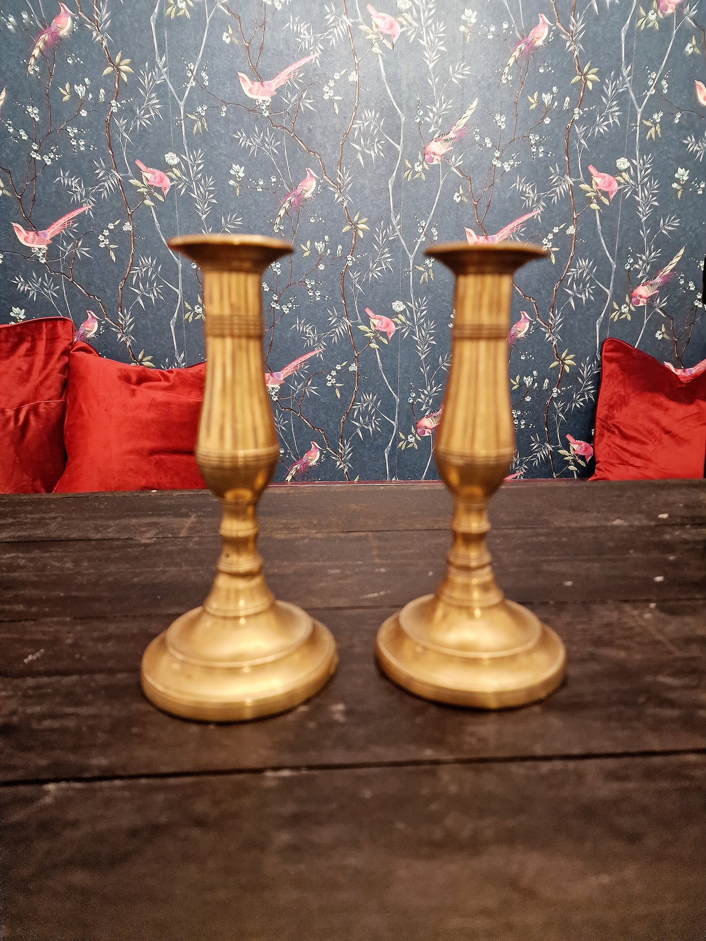 stel antieke kandelaars. Victorian, ca 1910, authentic antique candlesticks