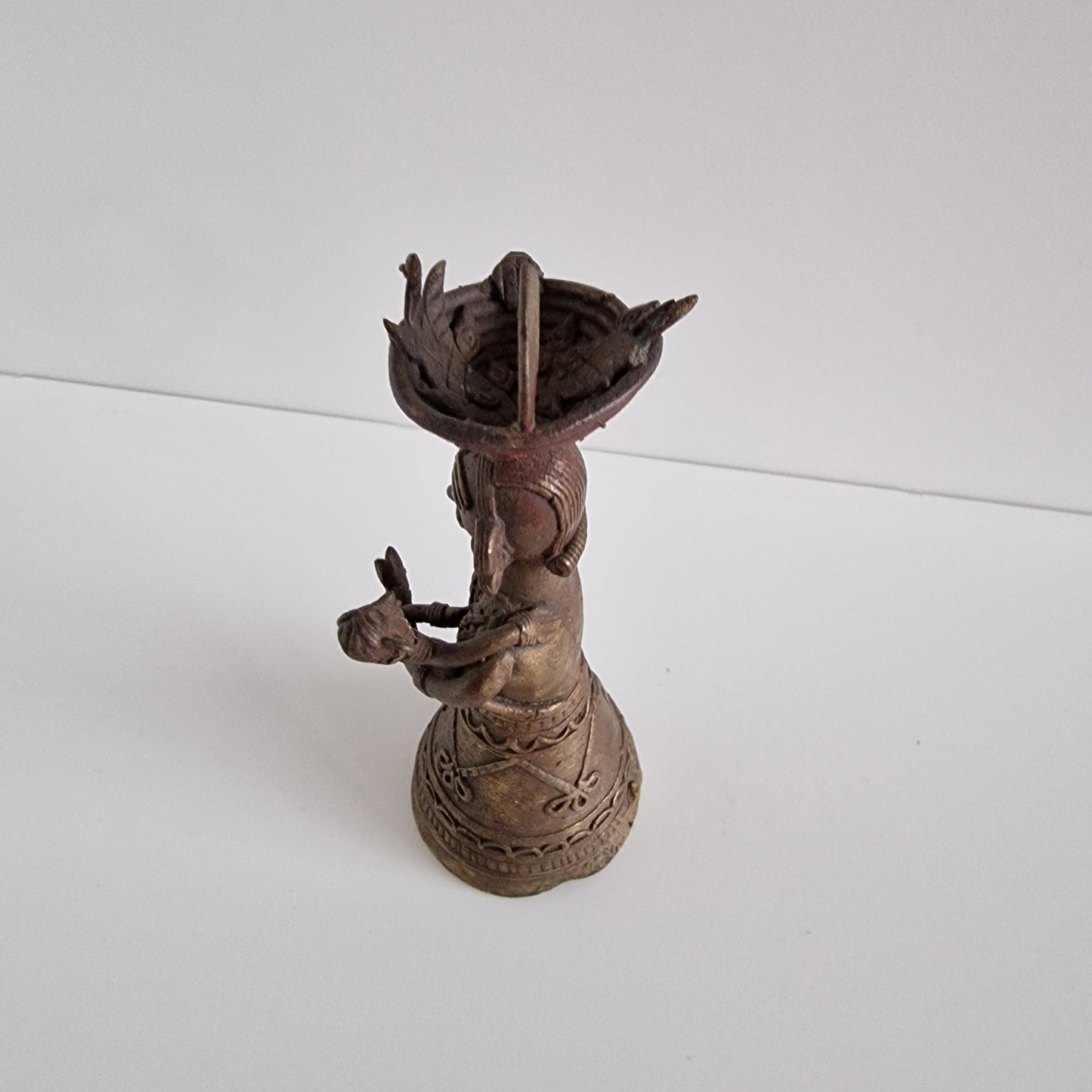 Antique Dhokra Art Bronze Mother and Baby Figurine, India