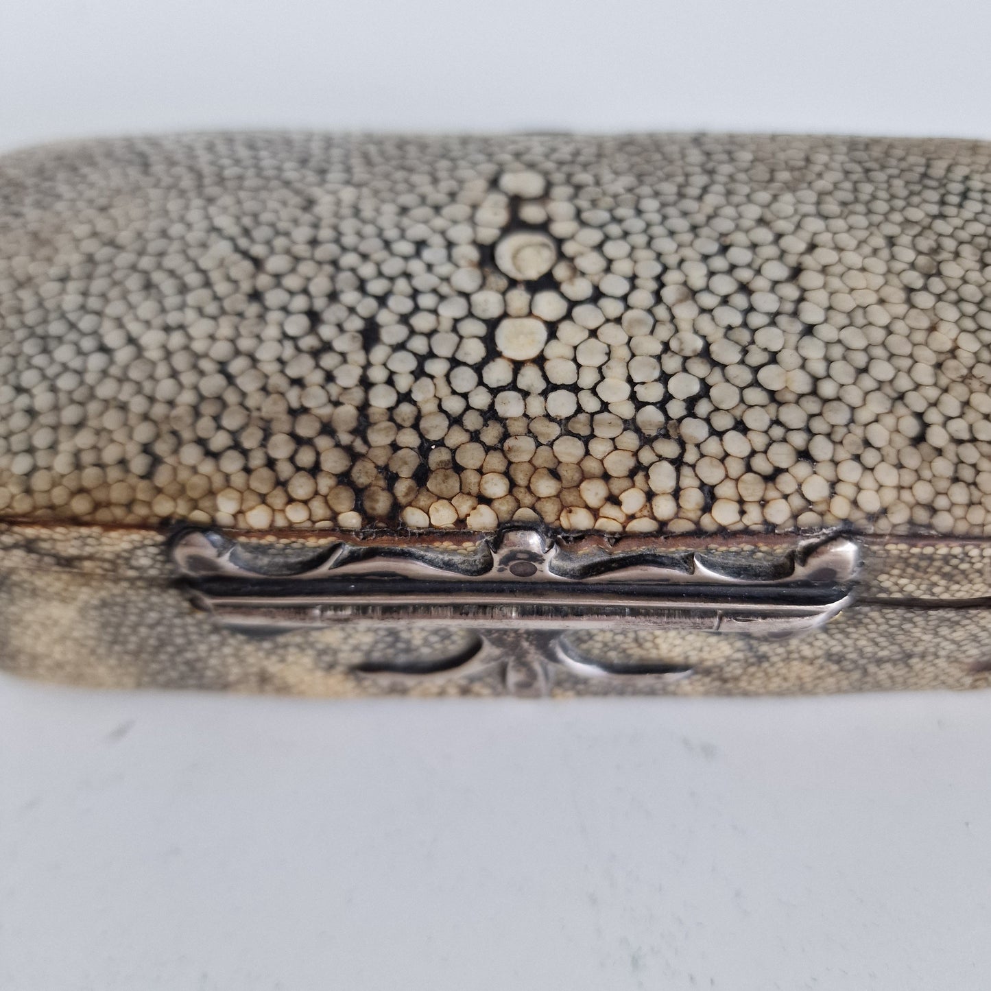Antique Sterling Silver Stingray Skin Box, 18th Century Spoon Case