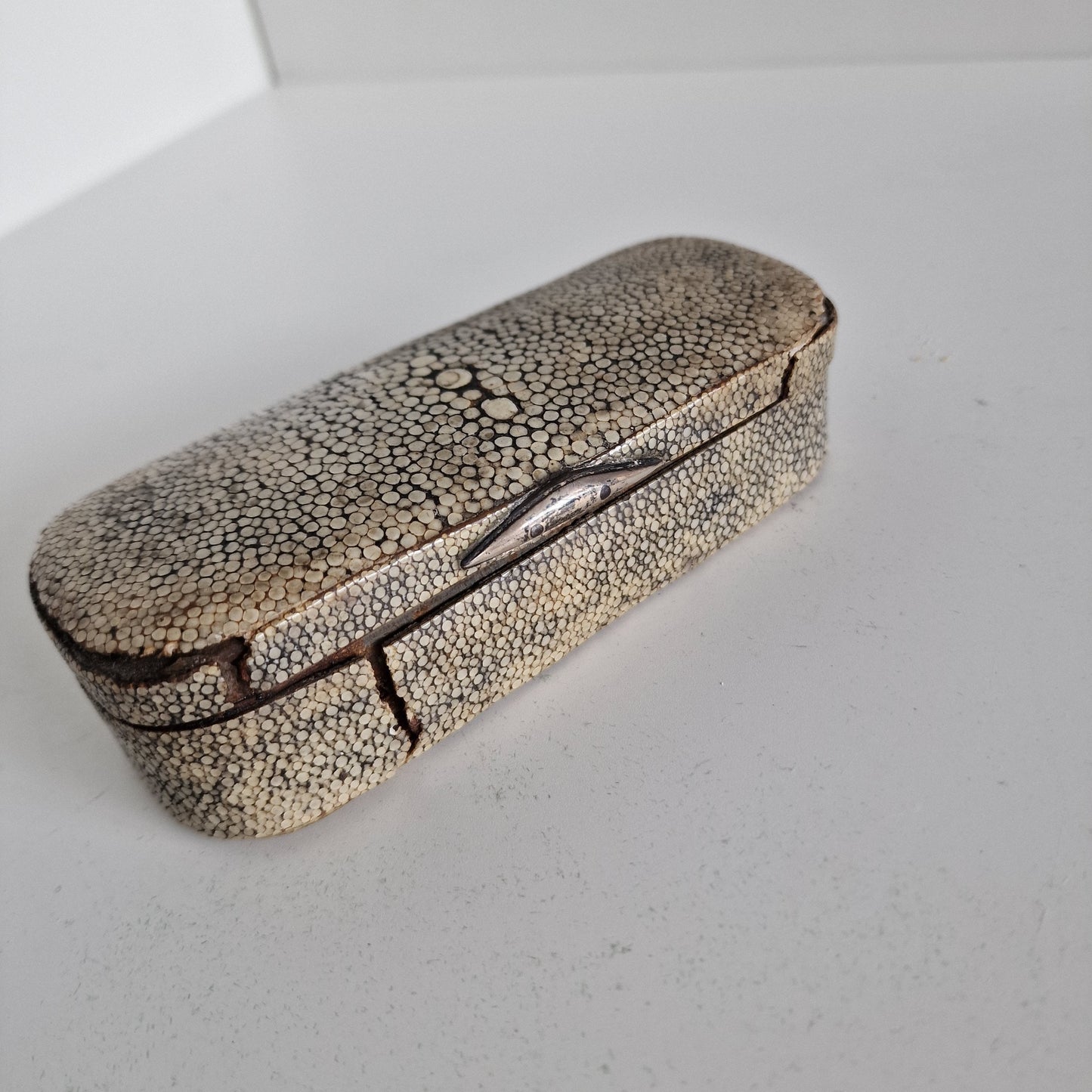 Antique Sterling Silver Stingray Skin Box, 18th Century Spoon Case