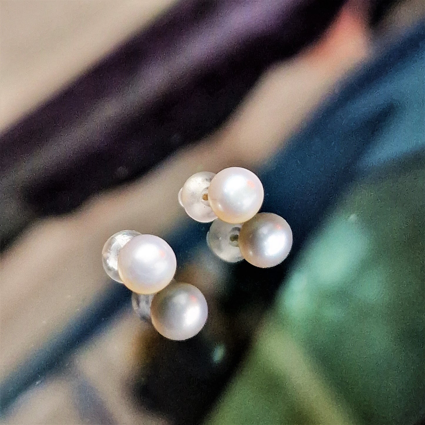 18k Yellow Gold Pearl Stud Earrings, 750 Gold
