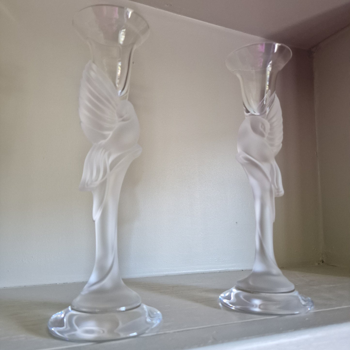 Fabergé Snow Dove Crystal Candlesticks, Igor Carl Fabergé, France