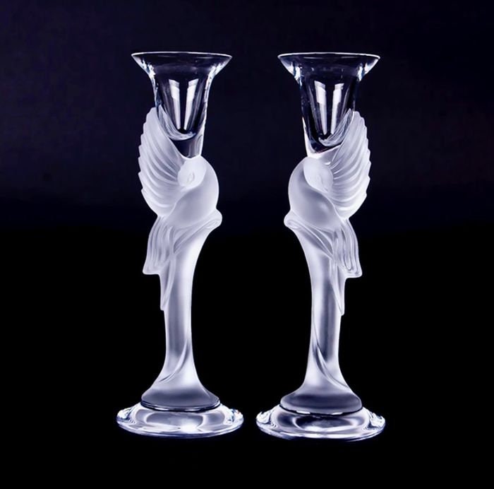 Fabergé Snow Dove Crystal Candlesticks, Igor Carl Fabergé, France