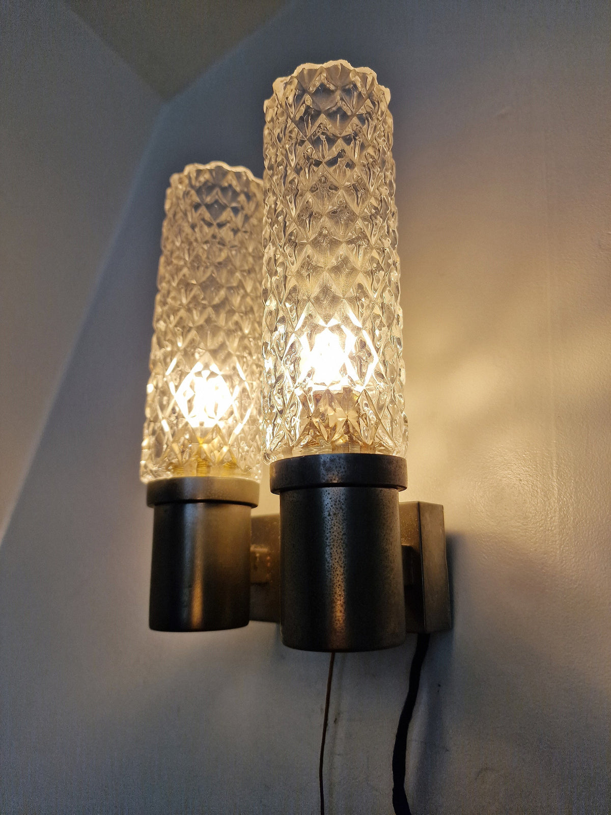 Vintage Crystal Glass Wall Sconce by Paolo Targetti, 1960s Italian Design