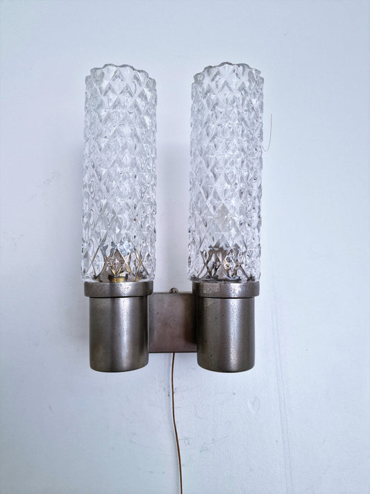 Vintage Crystal Glass Wall Sconce by Paolo Targetti, 1960s Italian Design