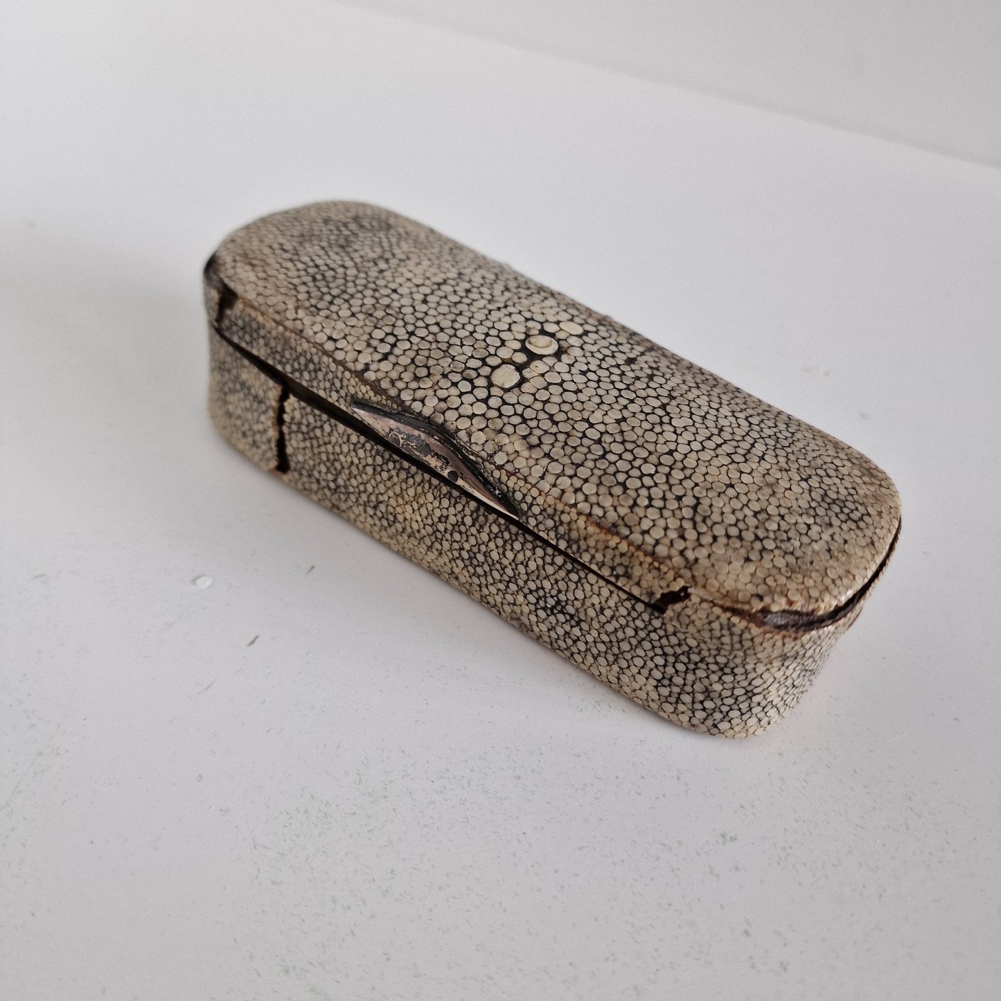 Antique Sterling Silver Stingray Skin Box, 18th Century Spoon Case