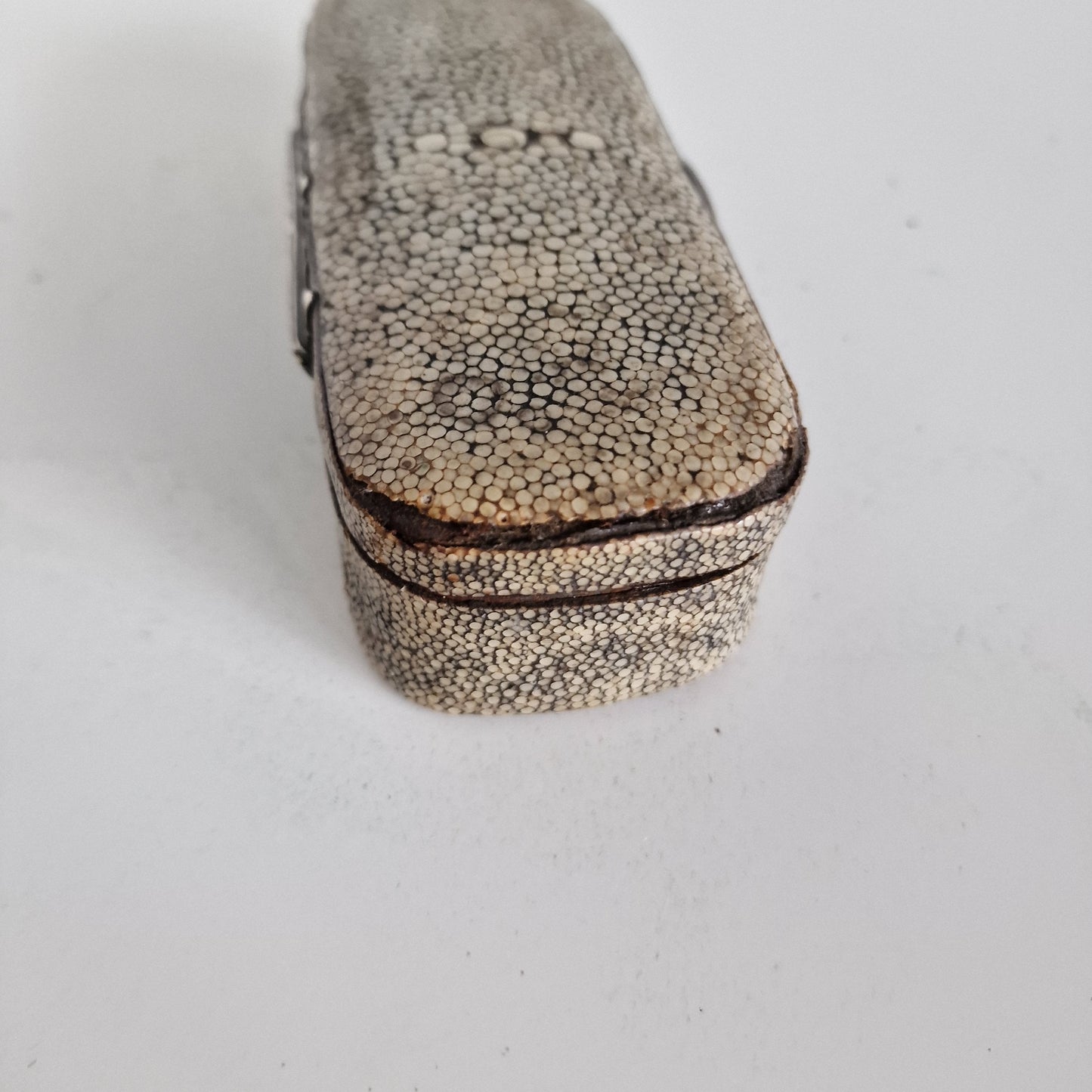Antique Sterling Silver Stingray Skin Box, 18th Century Spoon Case