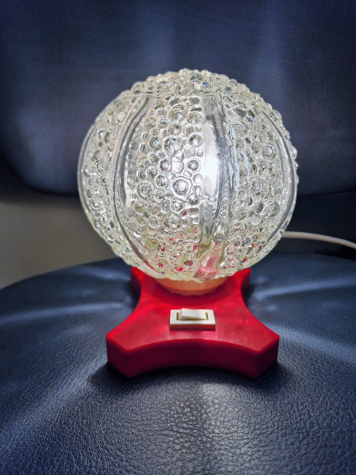 Vintage Bubble Glass Table Lamp, Saku Leuchten, 1960s German Retro Design