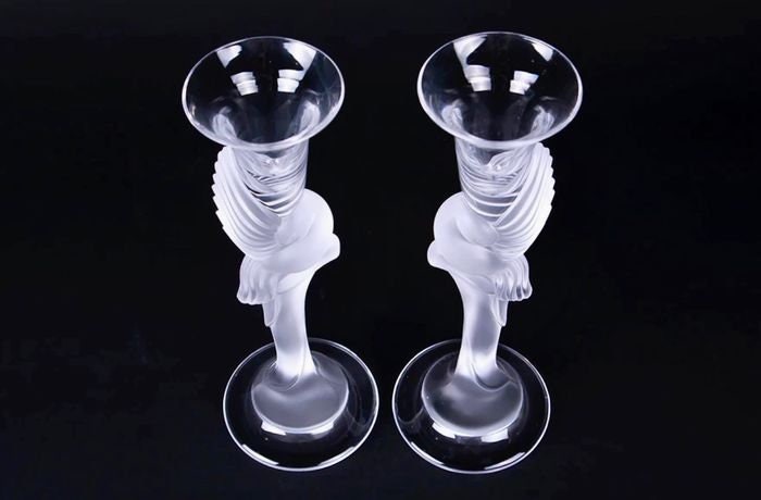 Fabergé Snow Dove Crystal Candlesticks, Igor Carl Fabergé, France