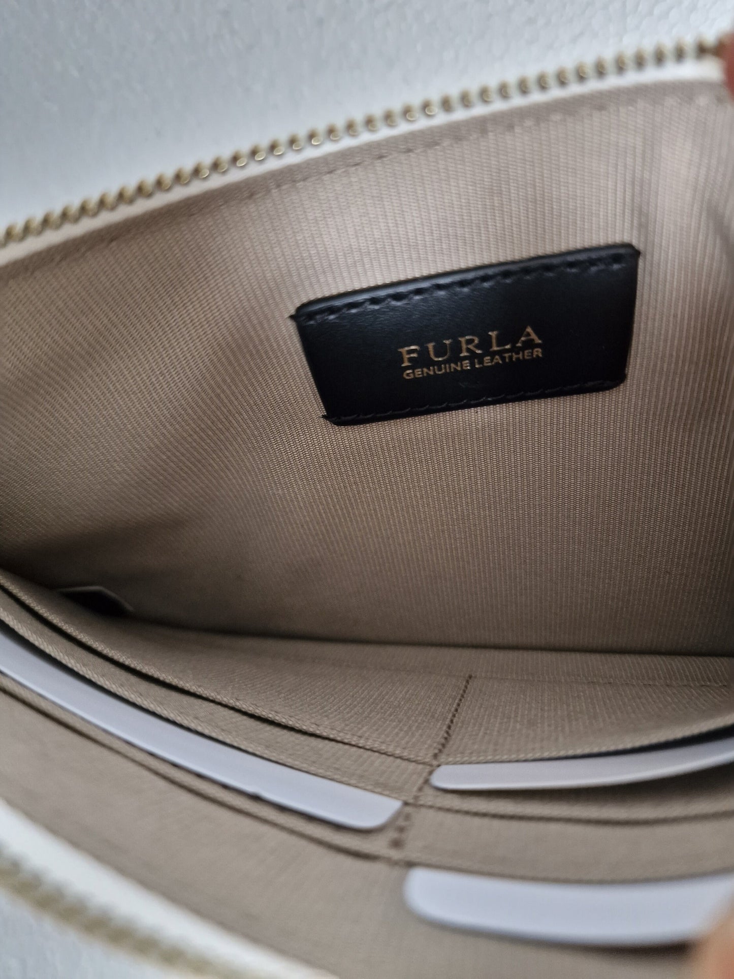 Furla Leather Clutch Briefcase, Limited Edition Chalk White