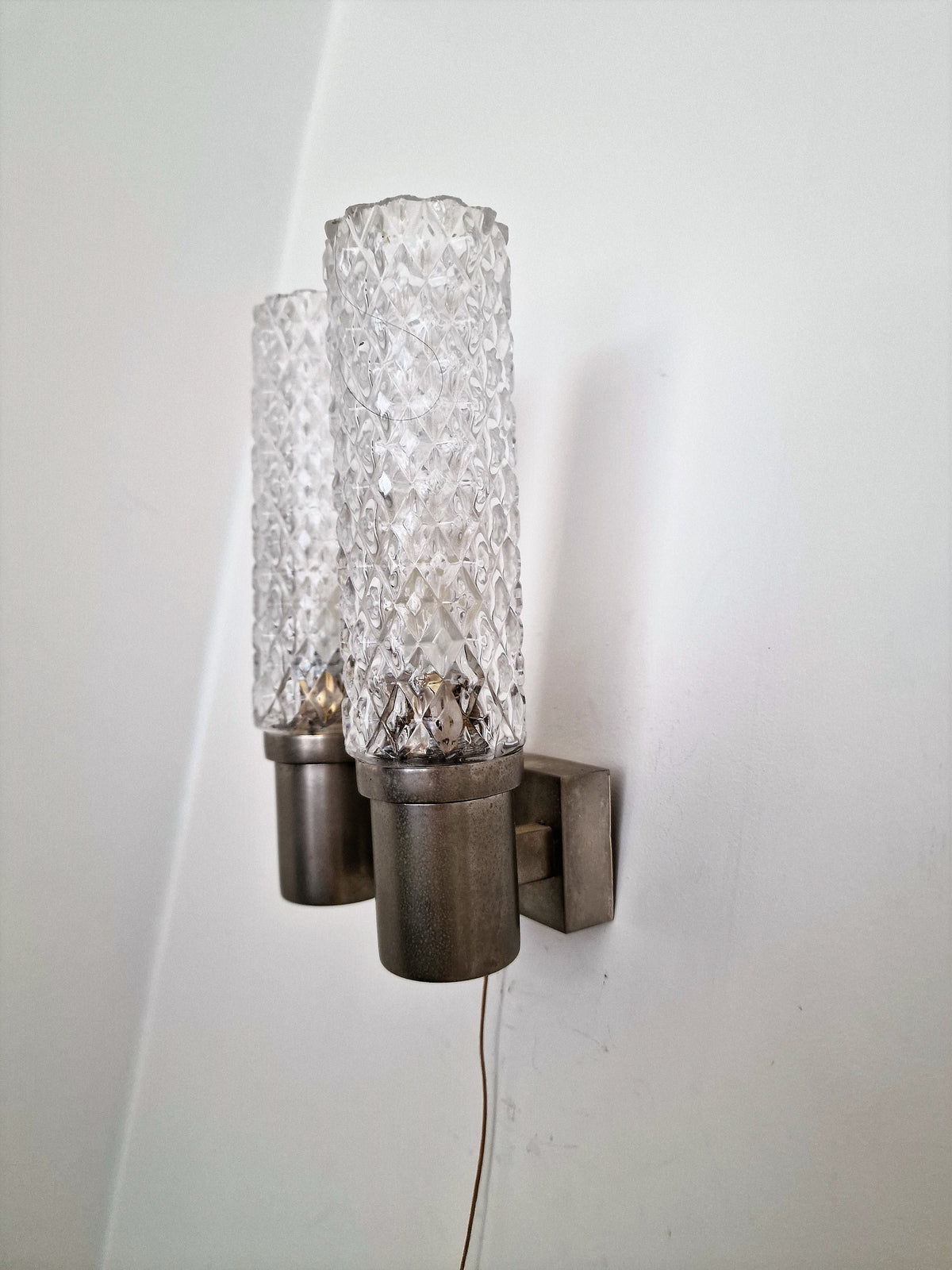 Vintage Crystal Glass Wall Sconce by Paolo Targetti, 1960s Italian Design
