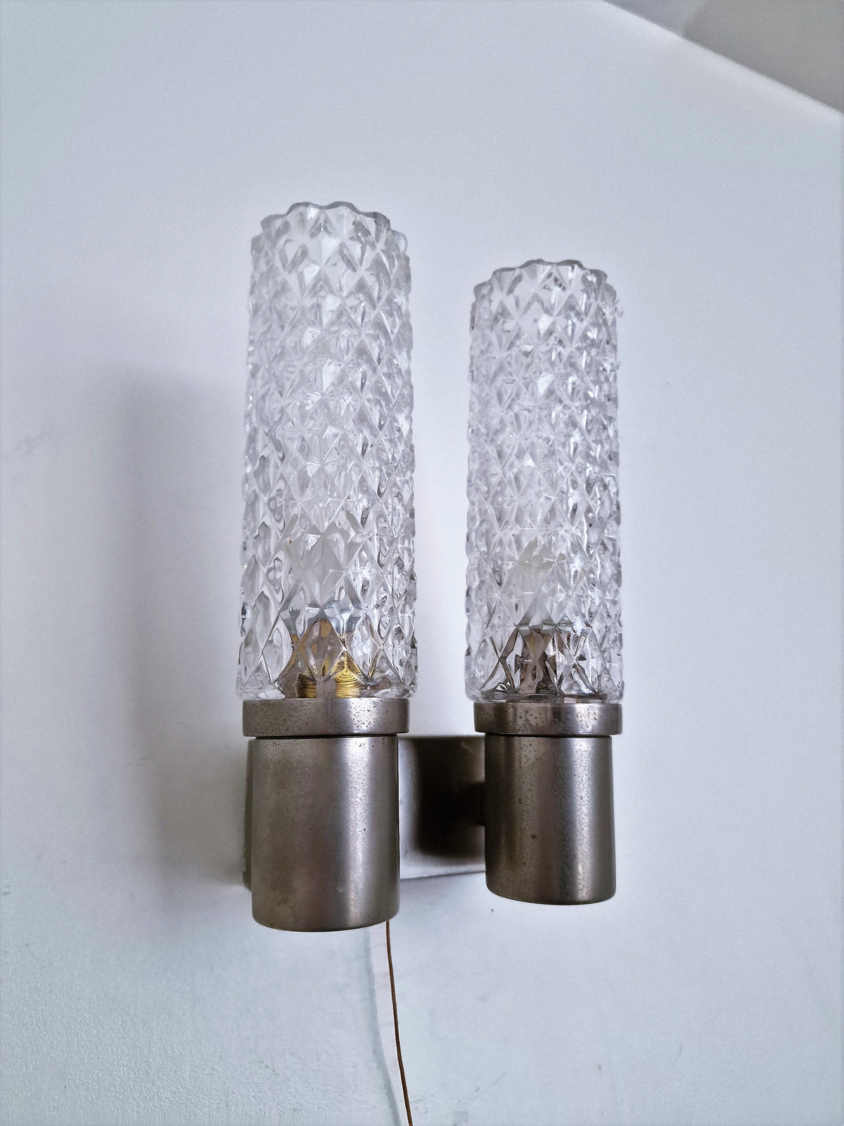 Vintage Crystal Glass Wall Sconce by Paolo Targetti, 1960s Italian Design