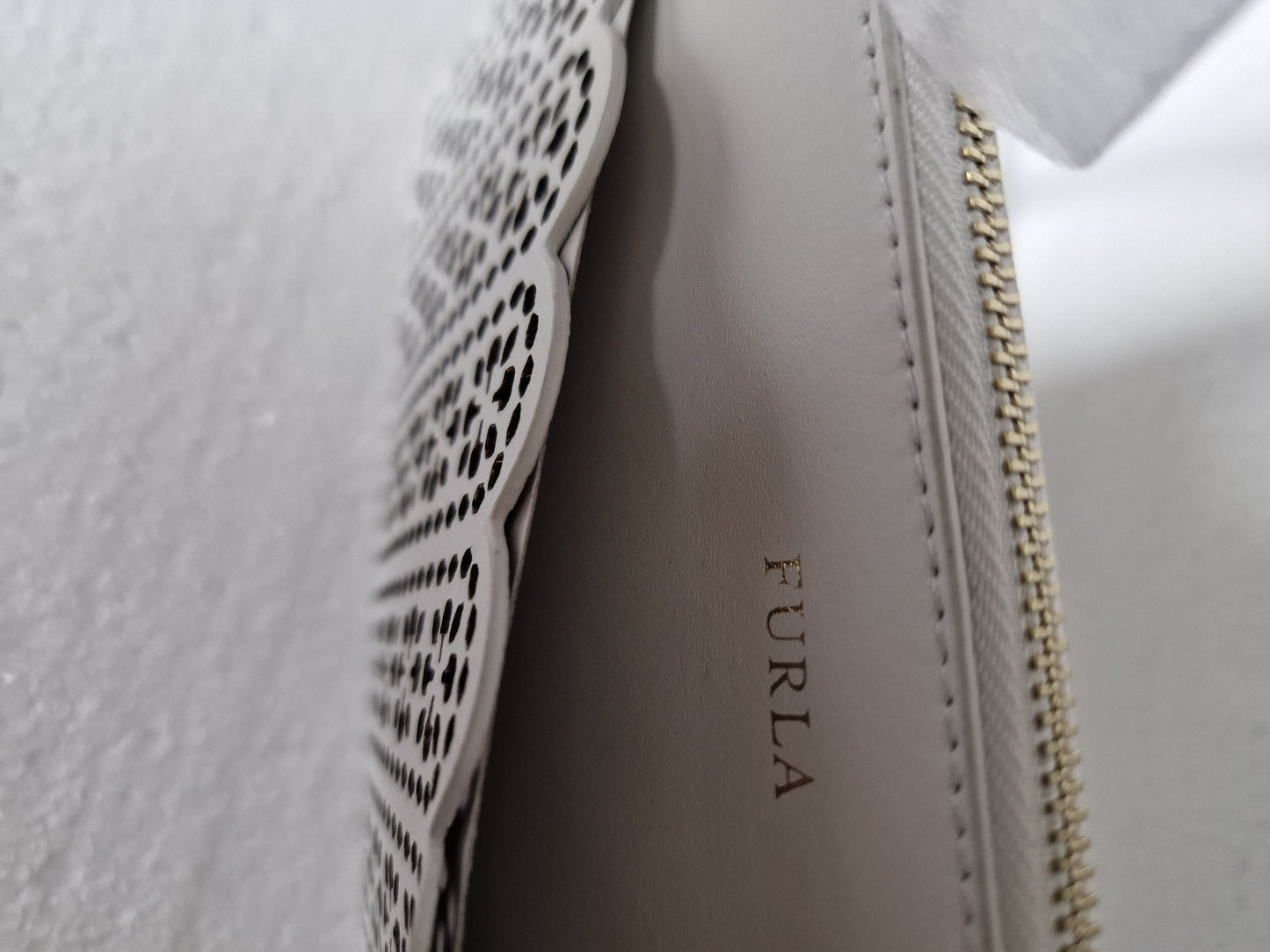 Furla Leather Clutch Briefcase, Limited Edition Chalk White