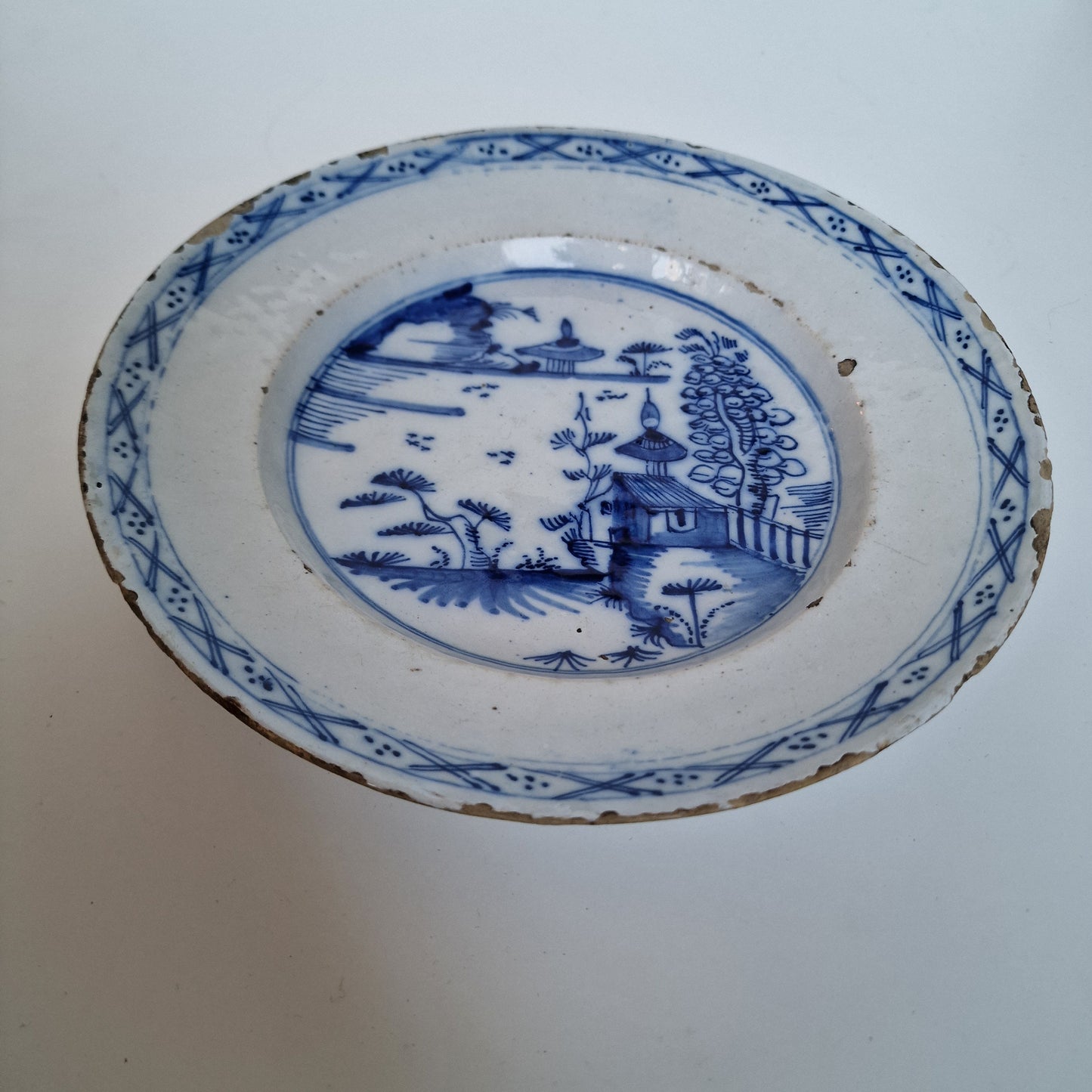Antique Delft Plates, 18th Century Dutch Pottery, Chinoiserie Decor (22cm)