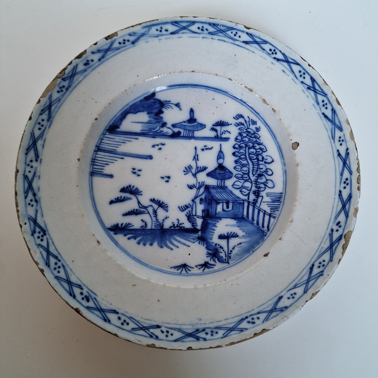 Antique Delft Plates, 18th Century Dutch Pottery, Chinoiserie Decor (22cm)