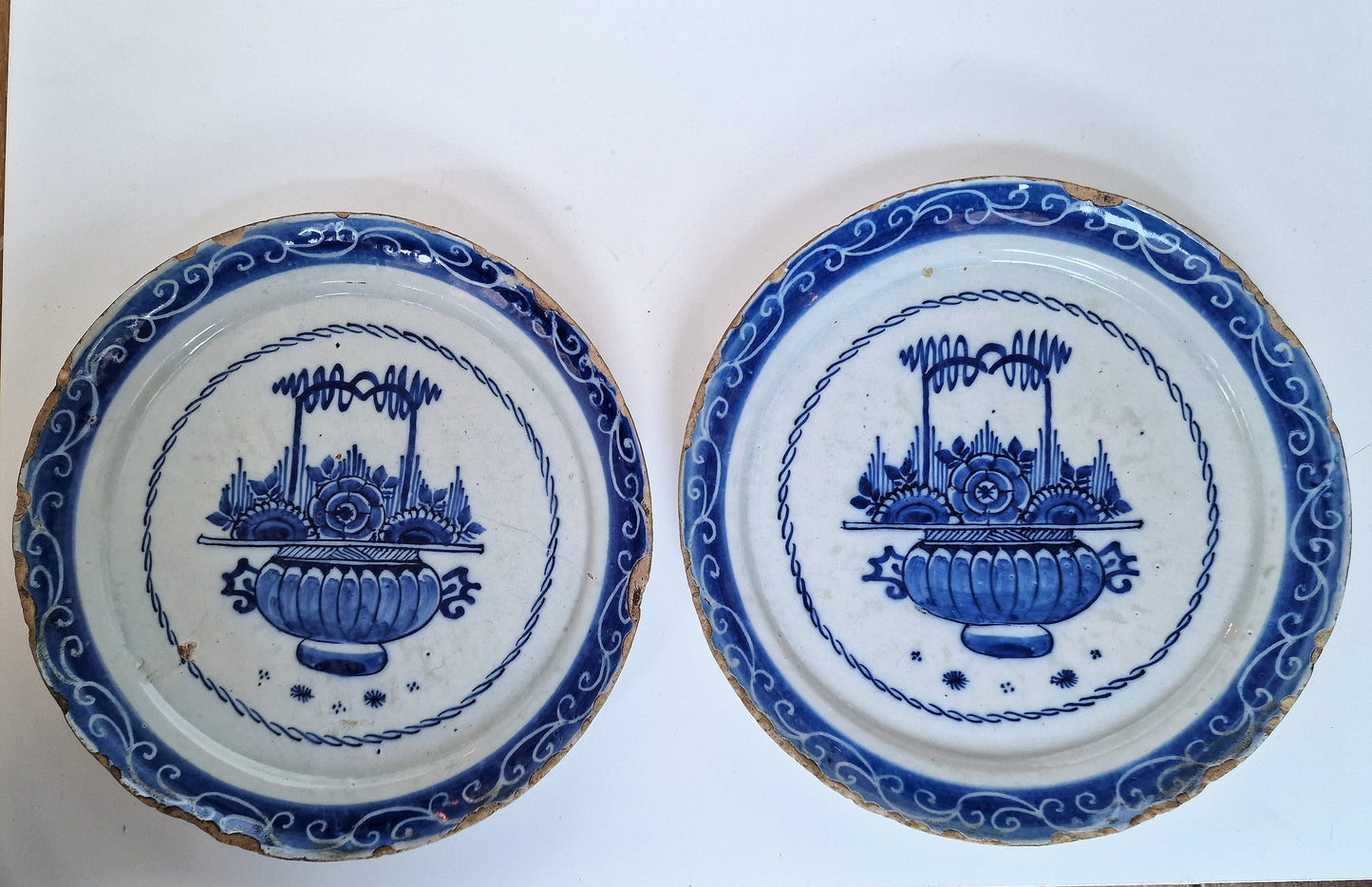 Antique Delft Plates, Handpainted Chinoiserie Decor, 18th Century