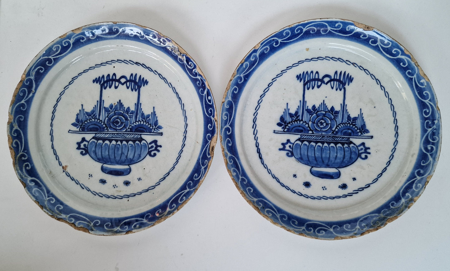 Antique Delft Plates, Handpainted Chinoiserie Decor, 18th Century