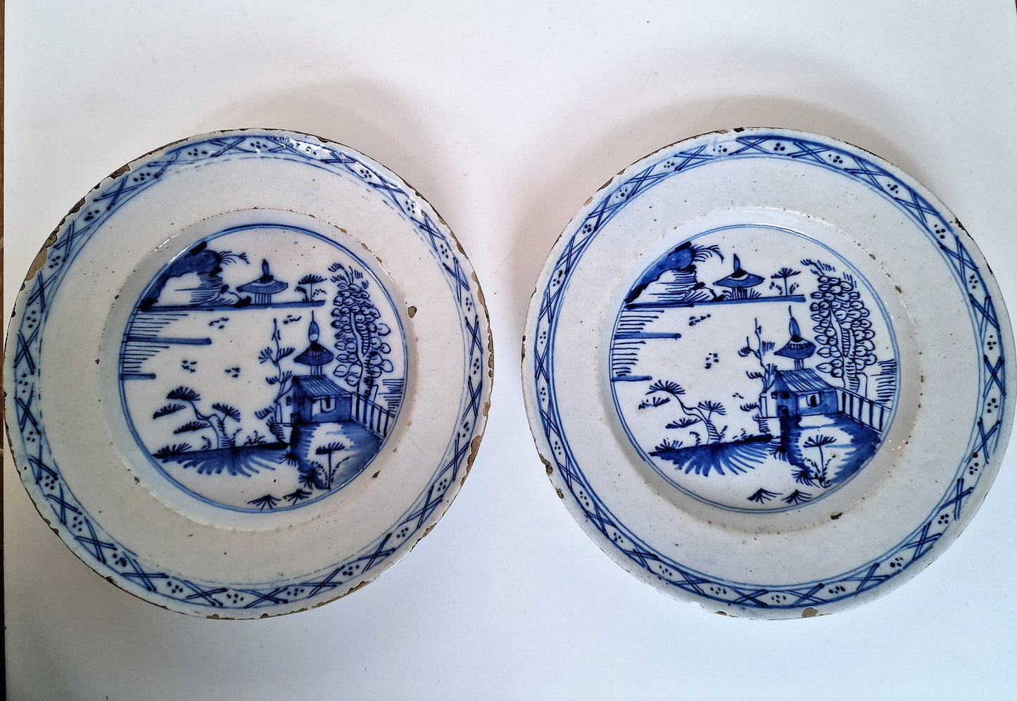 Antique Delft Plates, 18th Century Dutch Pottery, Chinoiserie Decor (22cm)