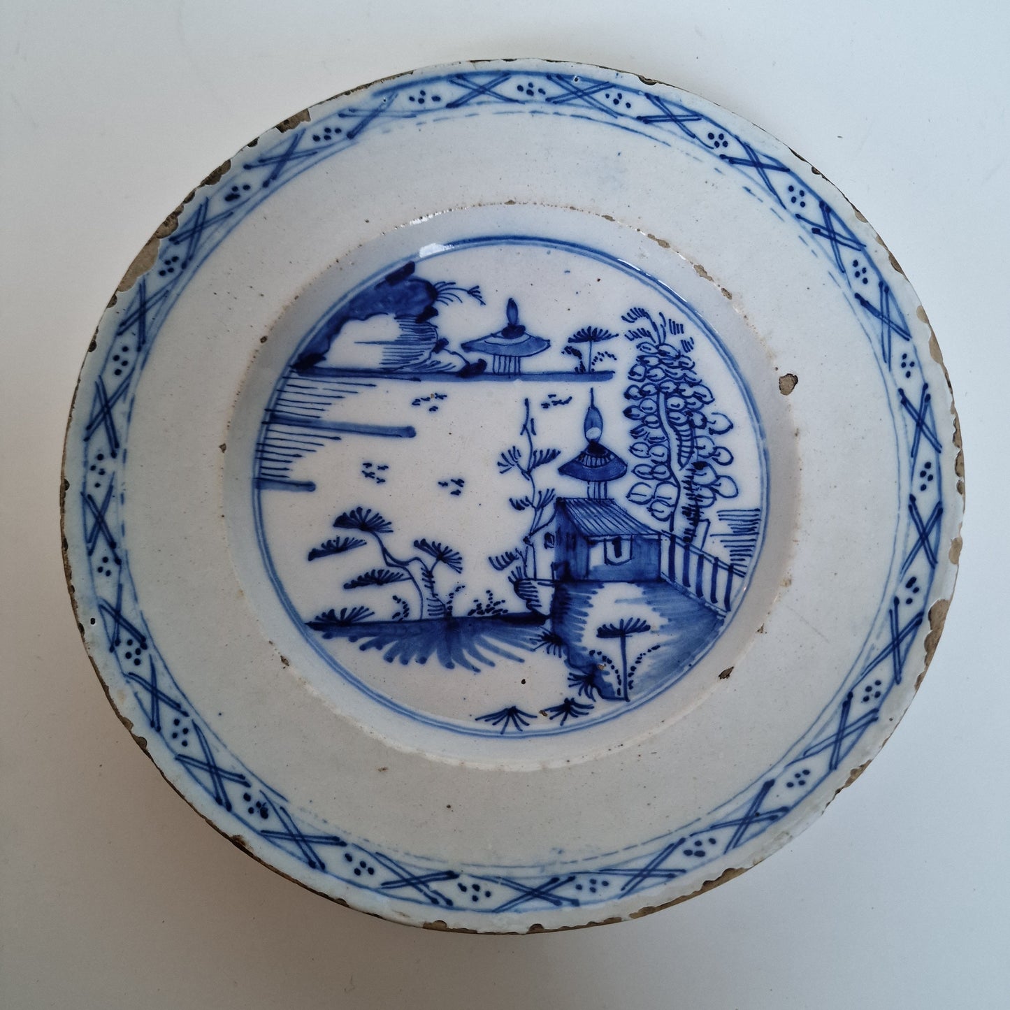 Antique Delft Plates, 18th Century Dutch Pottery, Chinoiserie Decor (22cm)