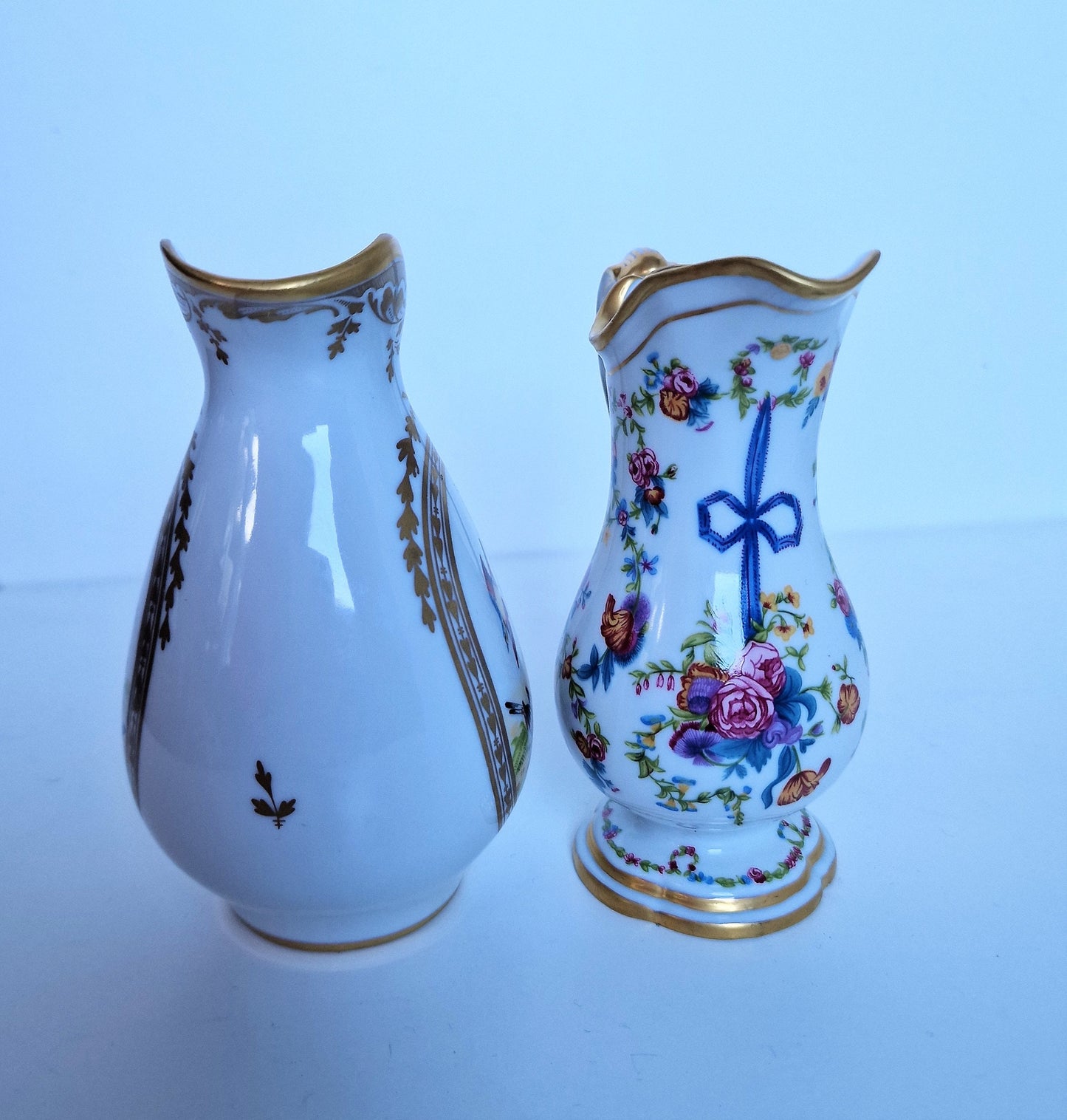 Franklin Mint Porcelain Milk Jugs, Gold Gilded Pheasants, Vintage Collectible