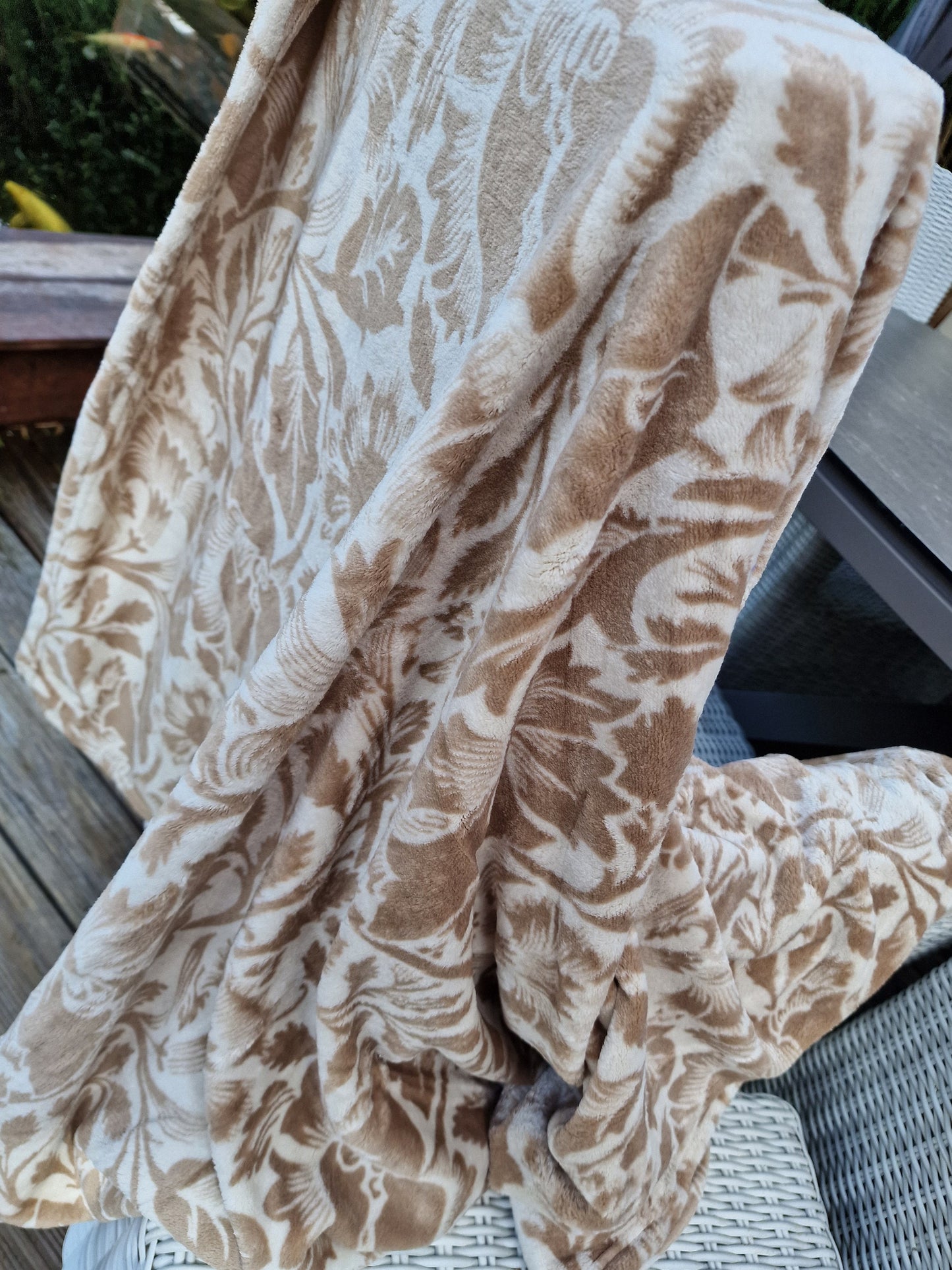 Christian Lacroix Garden Plaid Throw Blanket, Cream Ivory, 130x160cm