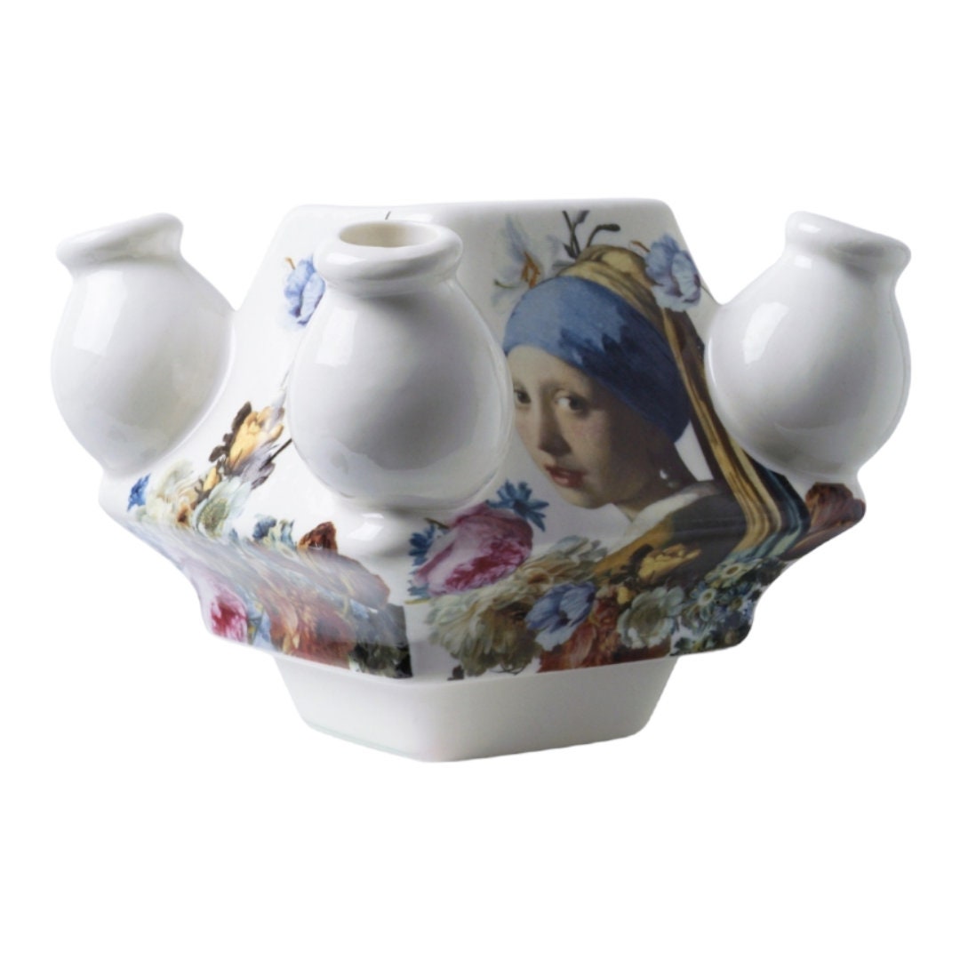 Delft Holland Tulip Vase, Vermeer Gallery, Mint Condition Ceramic