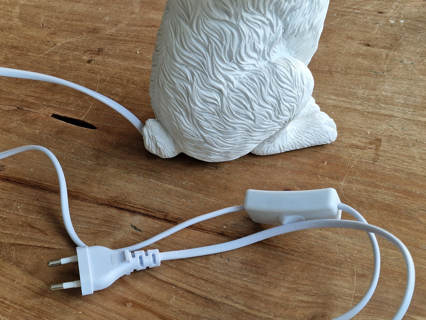 White Rabbit Table Lamp with Gold Ears, Nursery Decor