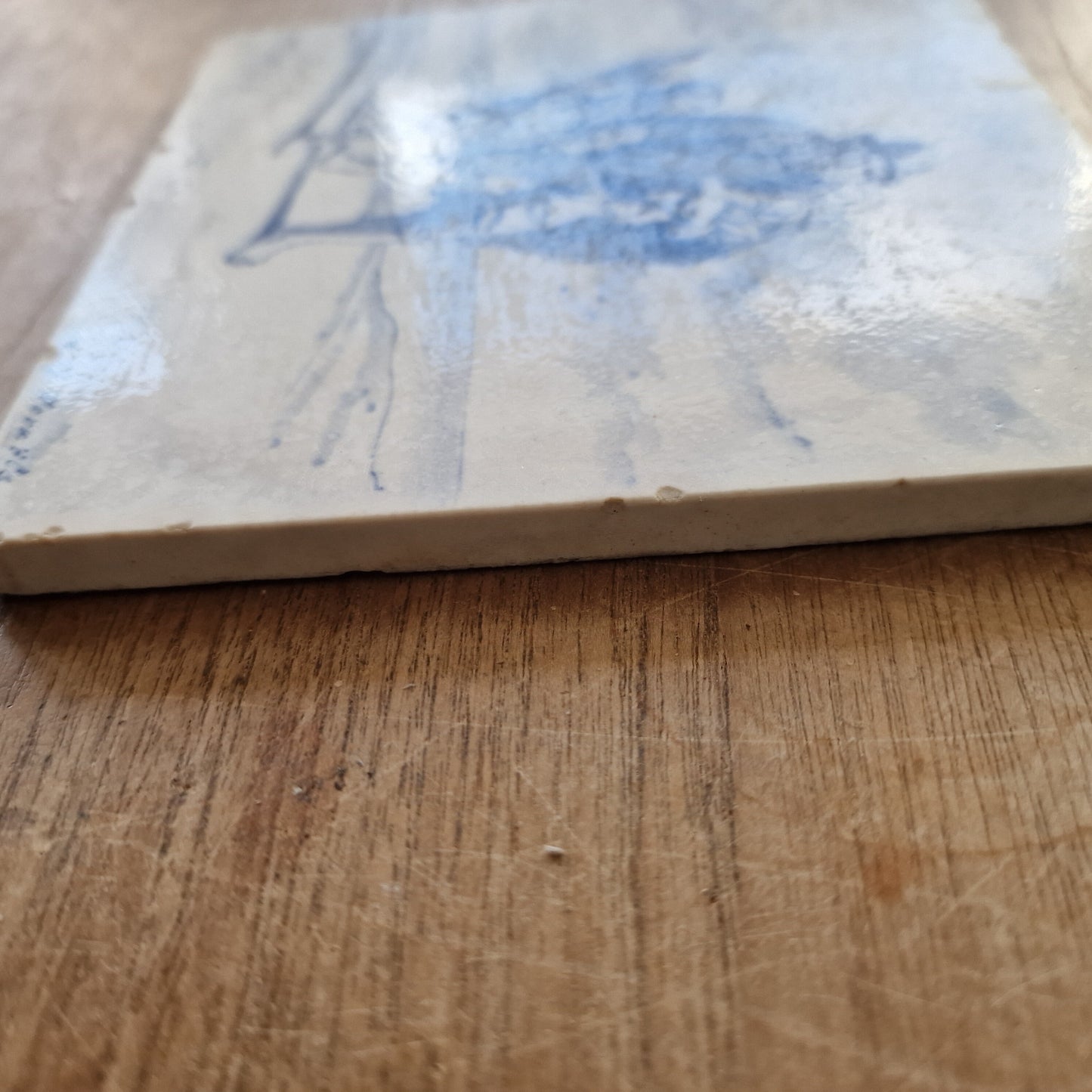 Rare Royal Delft Hand-Painted Tile, Israels 1881, Antique Pottery