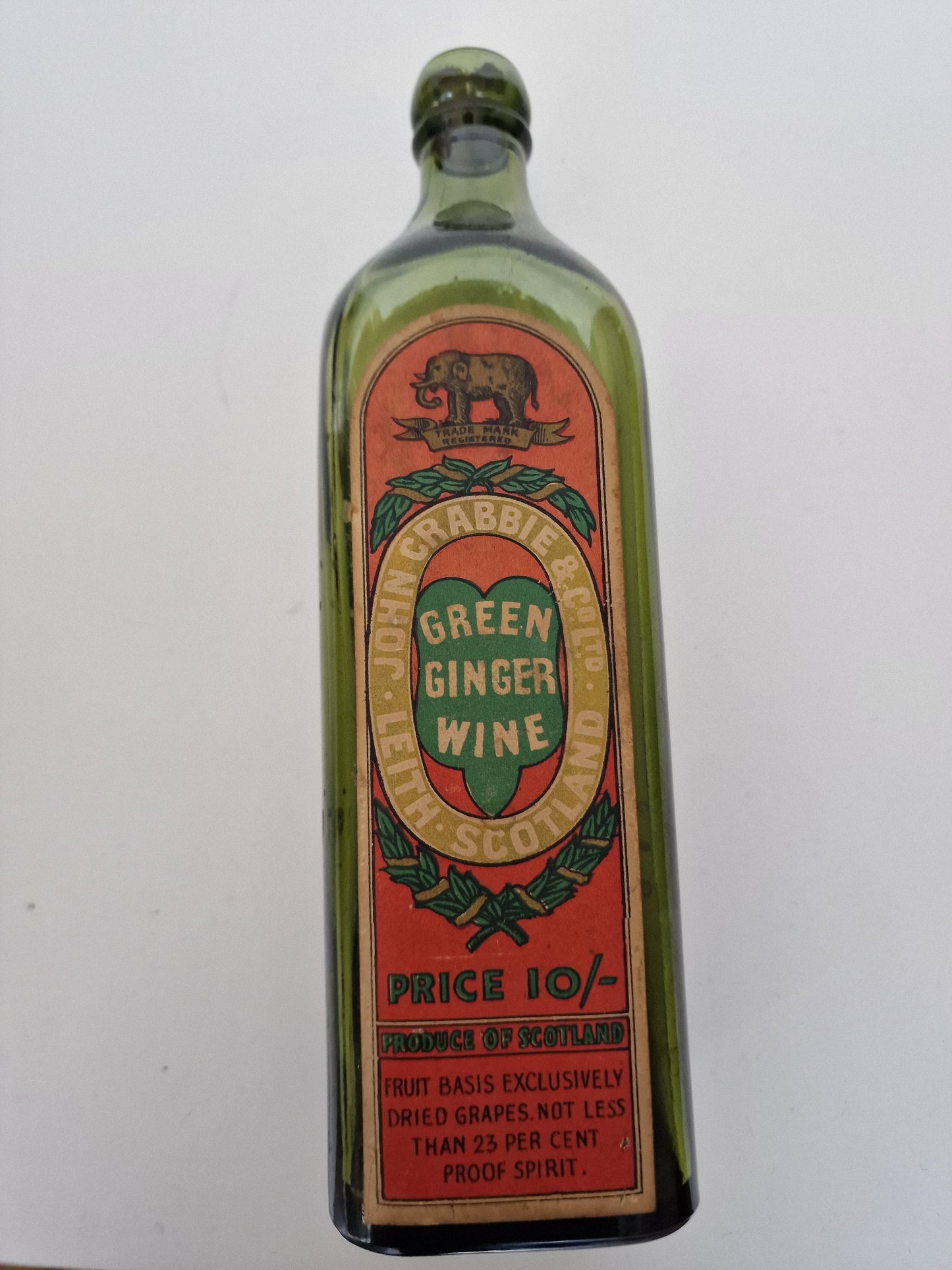 john crabbie green ginger wine antique bottle leith scotland decorative bottle